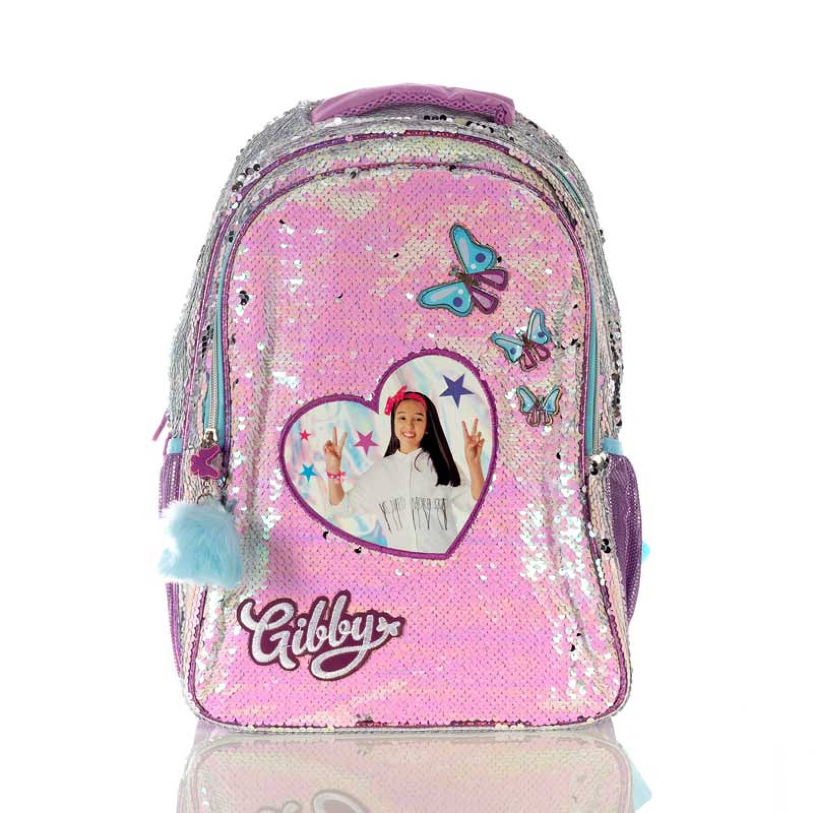 Mochila Gibby Lentejuela Reversible Butterfly