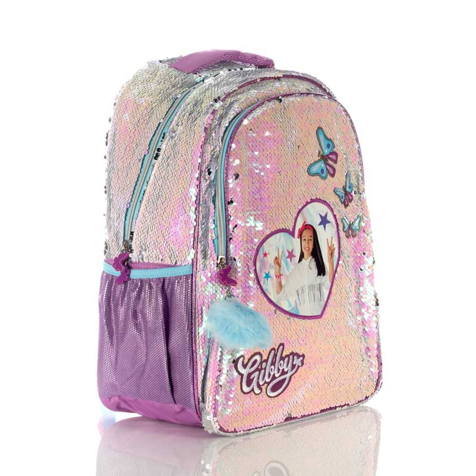 Mochila Gibby Lentejuela Reversible Butterfly