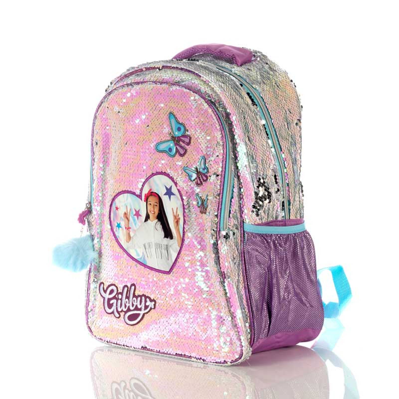 Mochila Gibby Lentejuela Reversible Butterfly