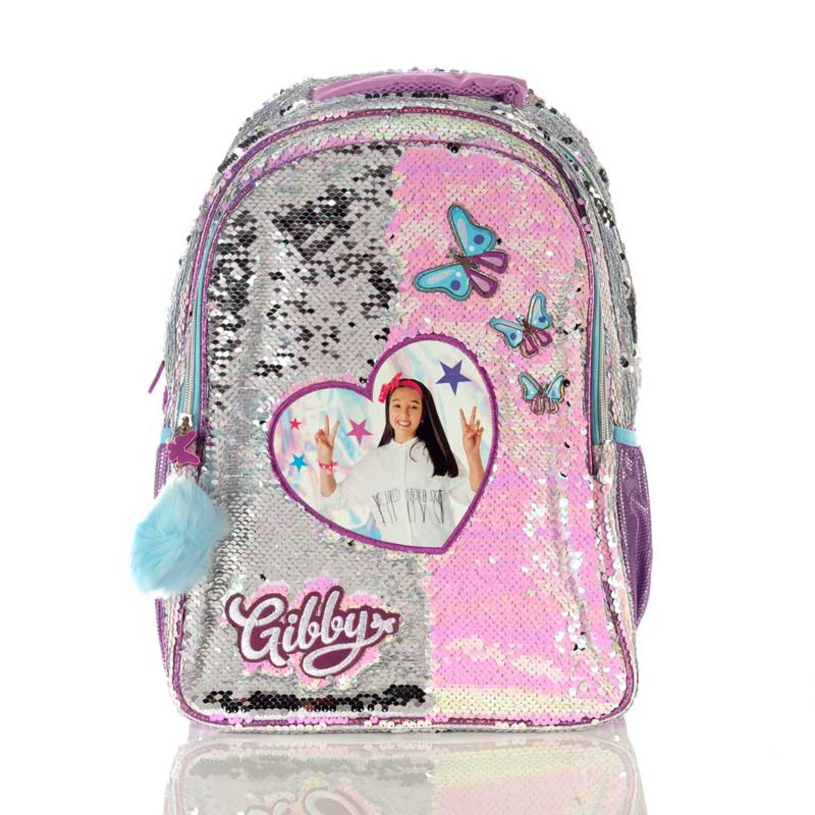 Mochila Gibby Lentejuela Reversible Butterfly