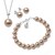 Set de collar, aretes y pulsera perlas de cristal Rosa Plata .925 Joyería Zvezda