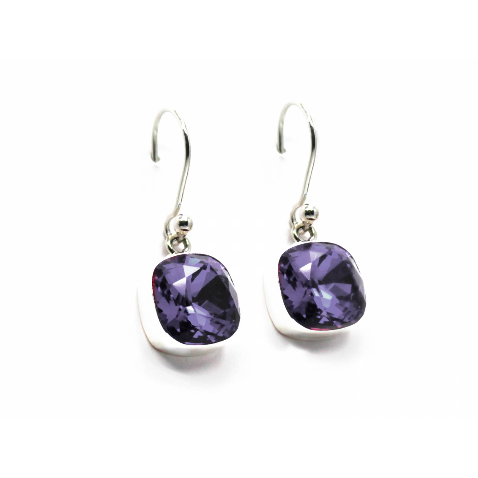 Aretes Lila de Plata .925 Joyería Zvezda