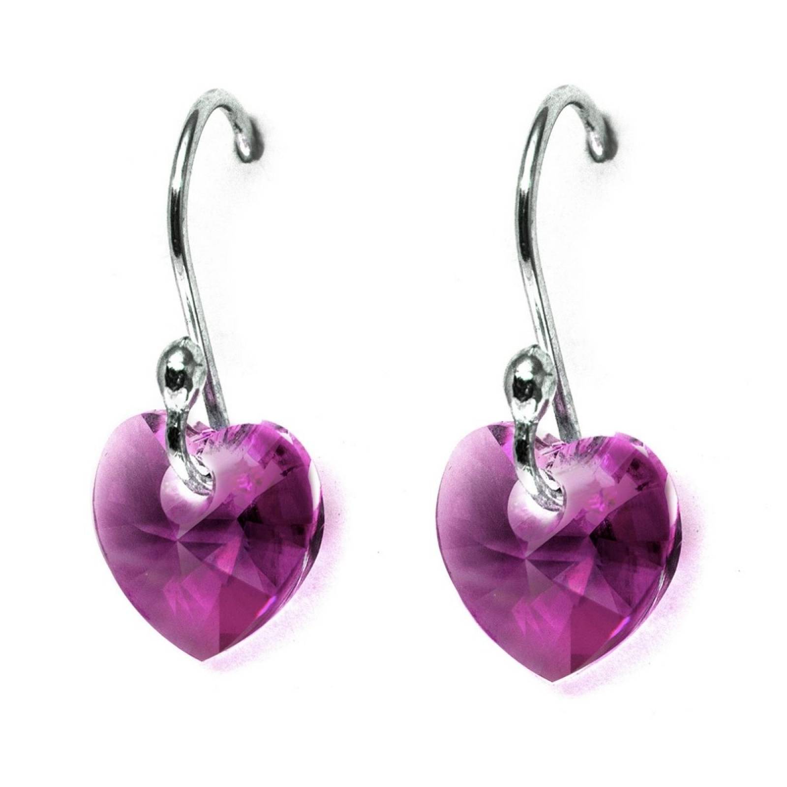 Aretes Fucsia de Plata .925 Joyería Zvezda