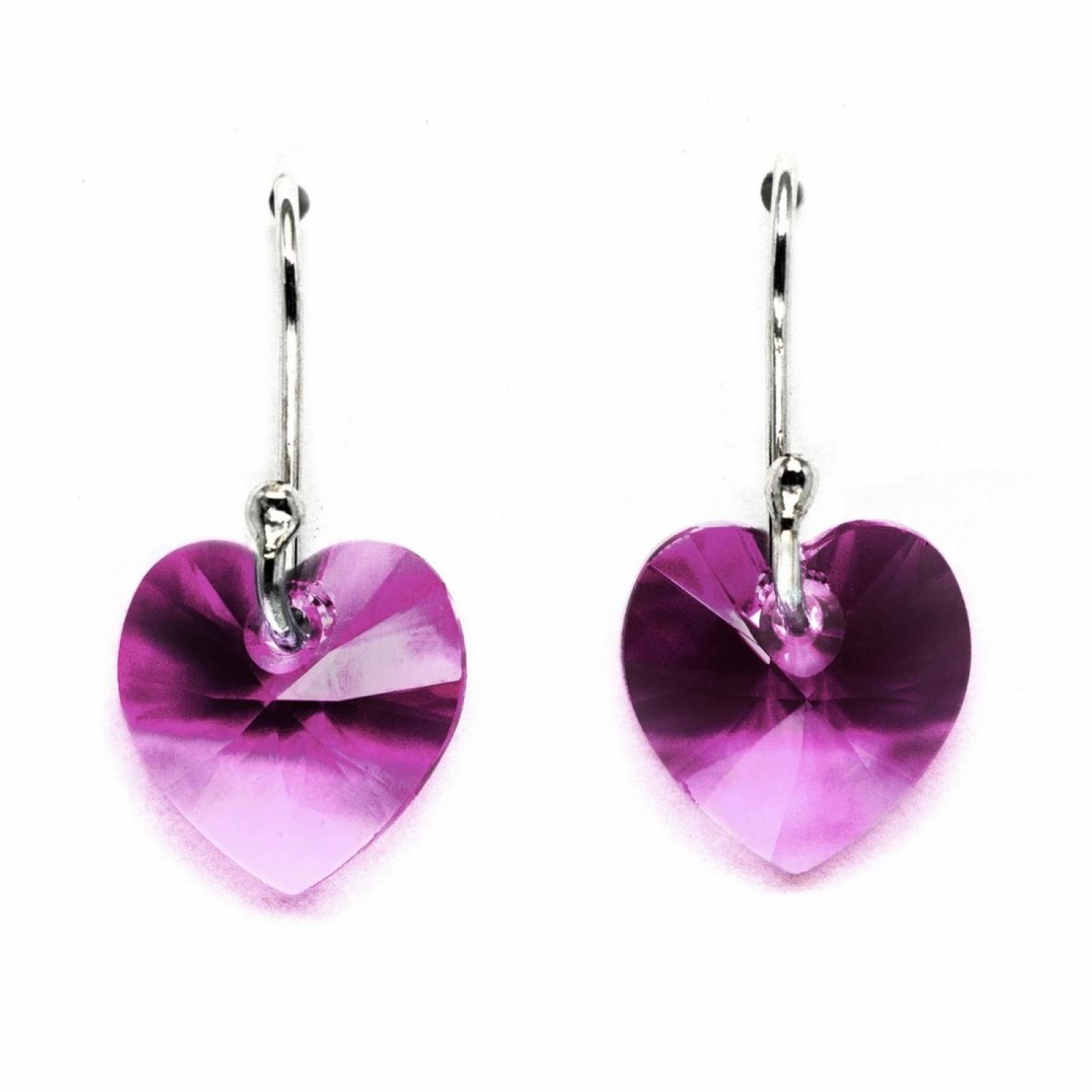 Aretes Fucsia de Plata .925 Joyería Zvezda