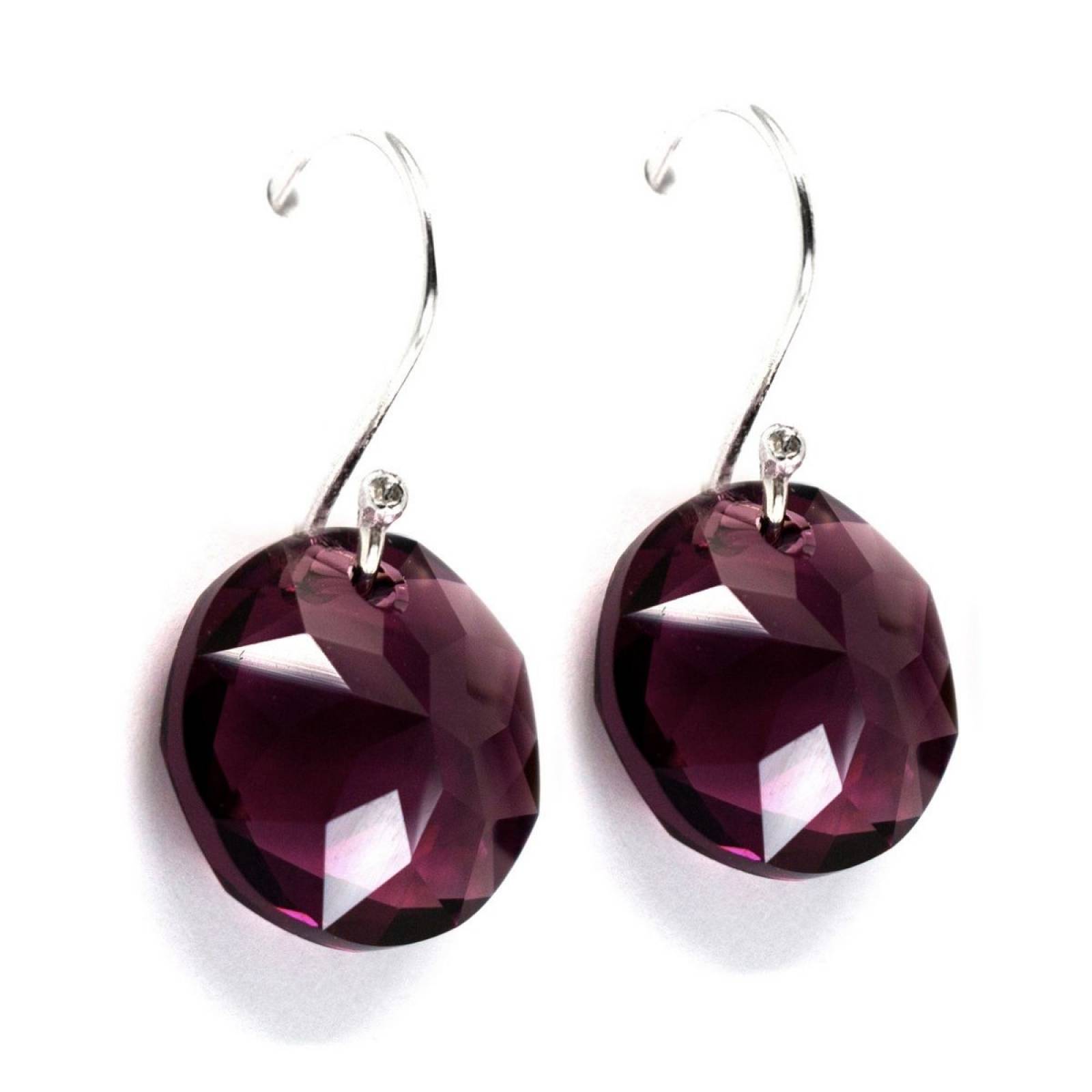 Aretes Morados de Plata .925 Joyería Zvezda