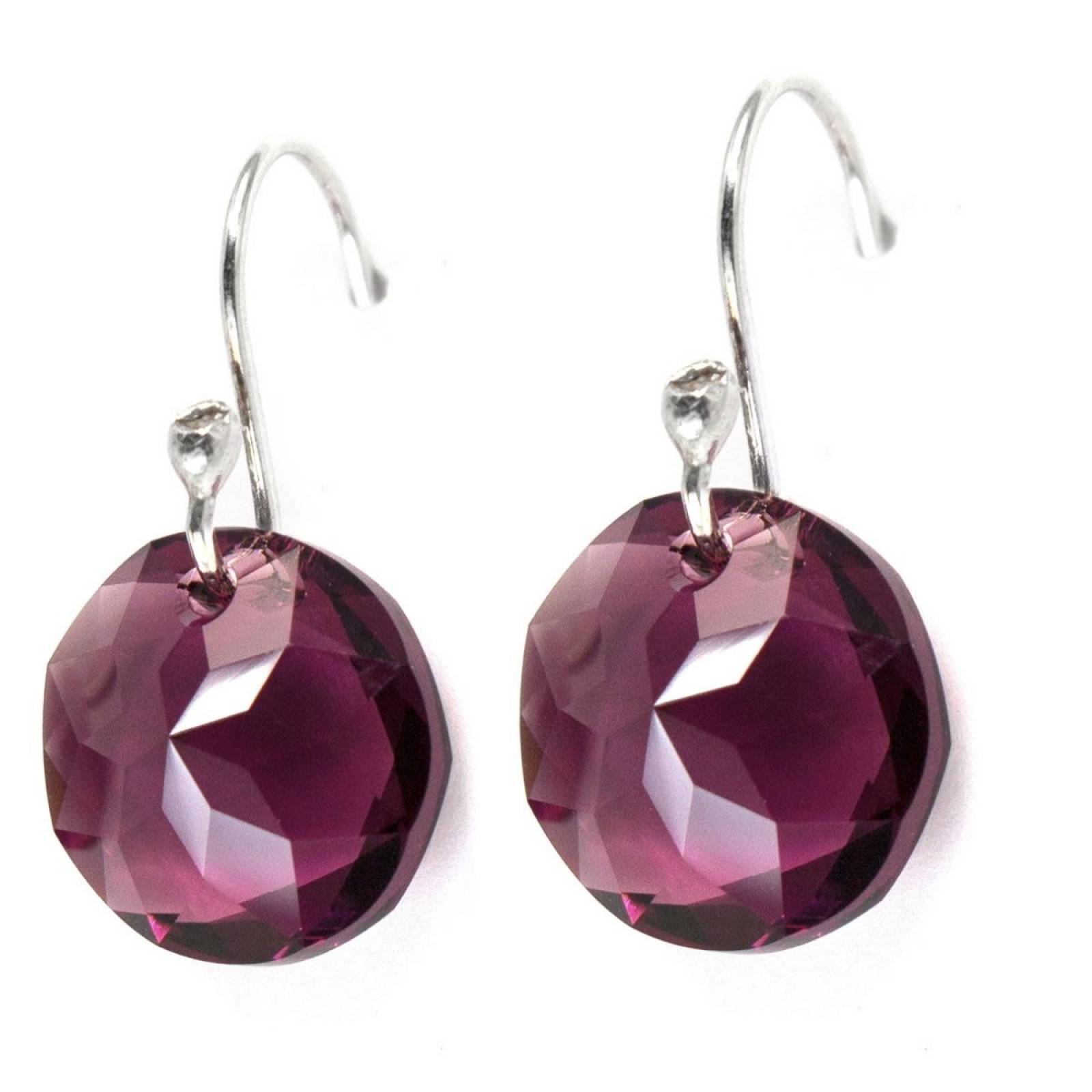 Aretes Morados de Plata .925 Joyería Zvezda