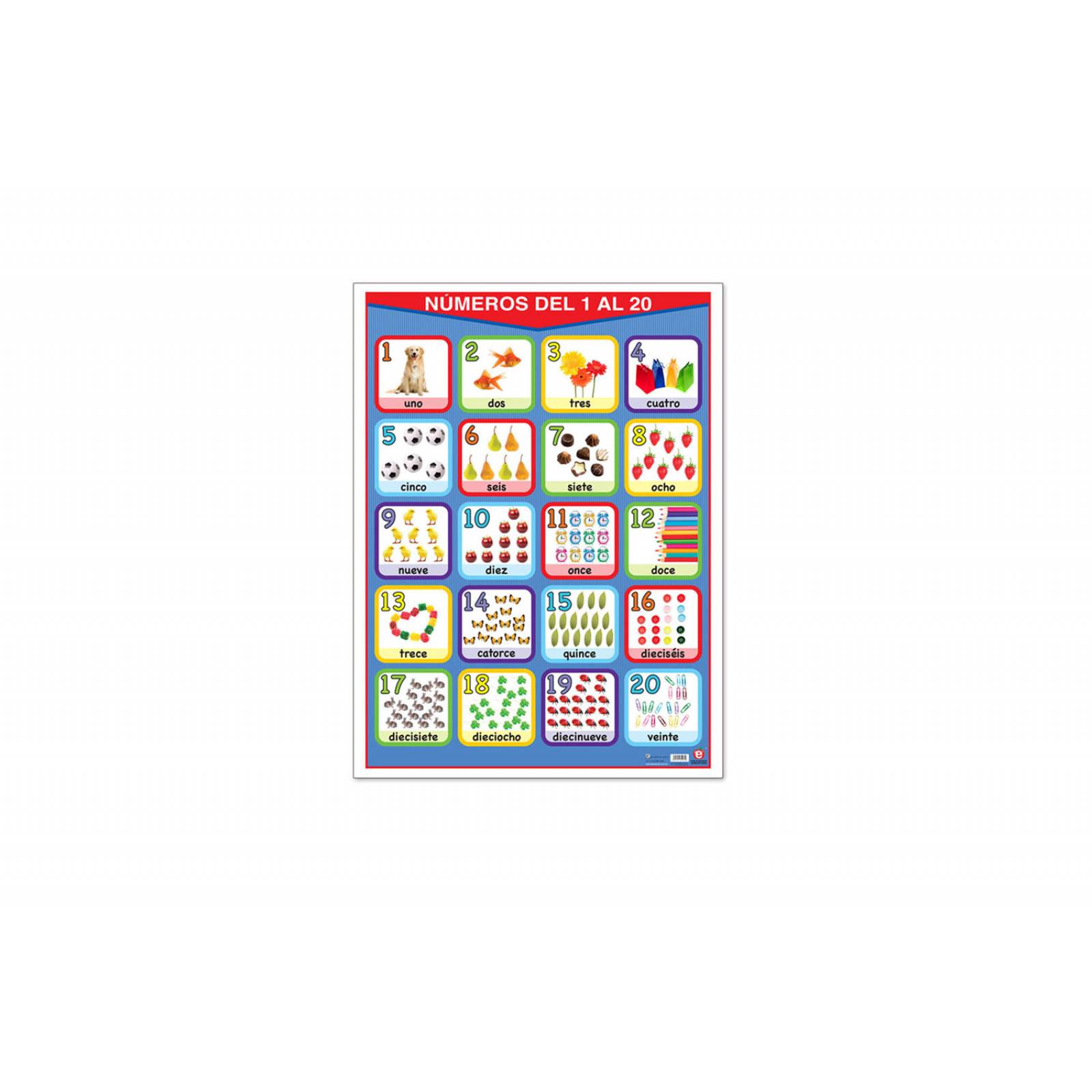 POSTER NUMEROS DEL 1 AL 20 ESPAÑOL/ INGLES