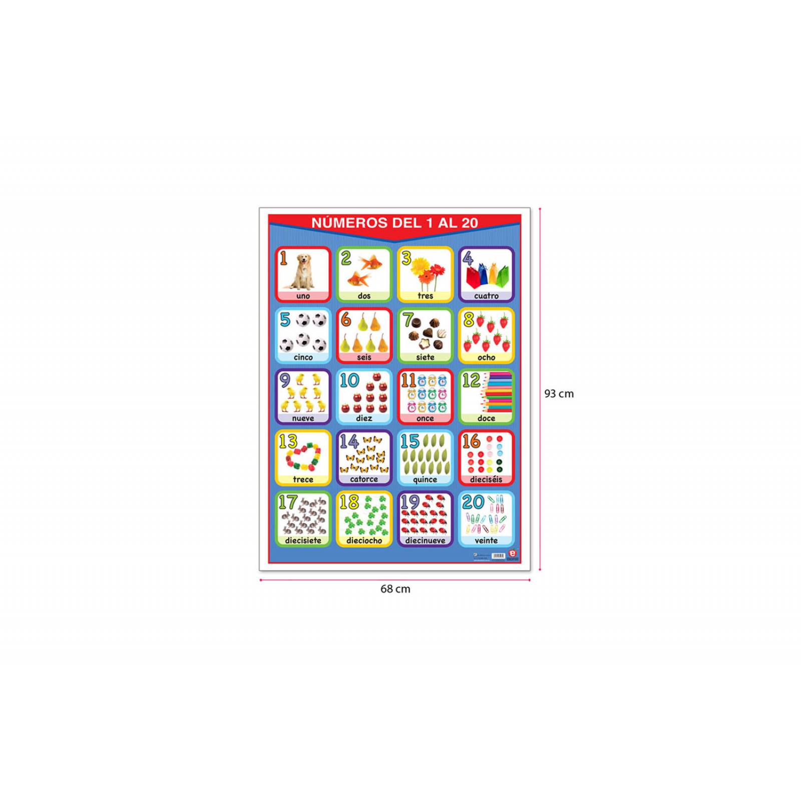 POSTER NUMEROS DEL 1 AL 20 ESPAÑOL/ INGLES
