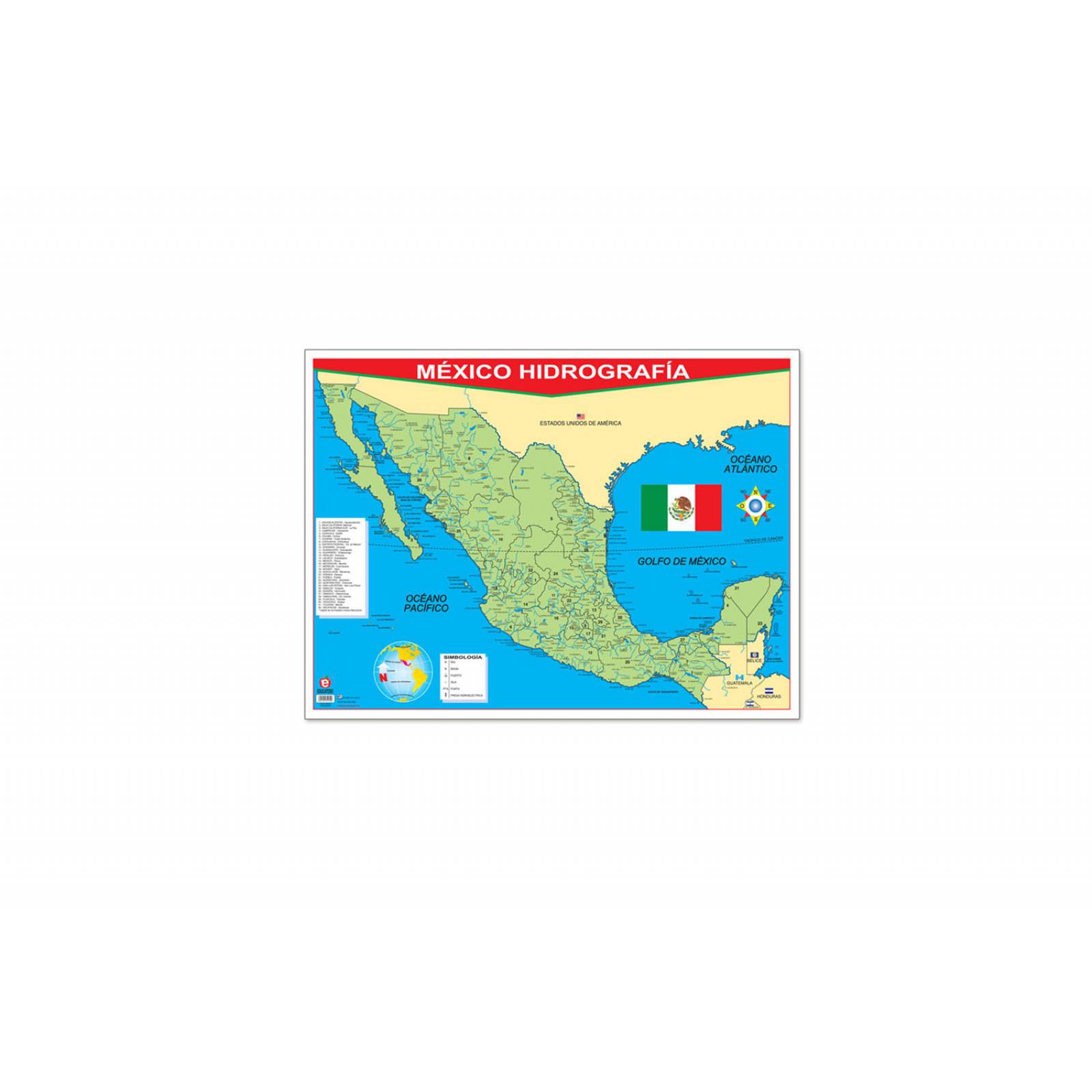 POSTER MEXICO CON HIDROGRAFIA