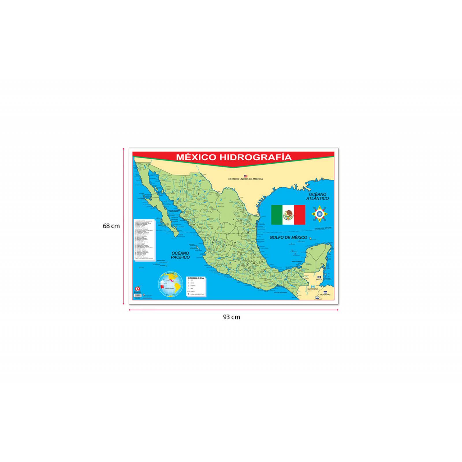 POSTER MEXICO CON HIDROGRAFIA