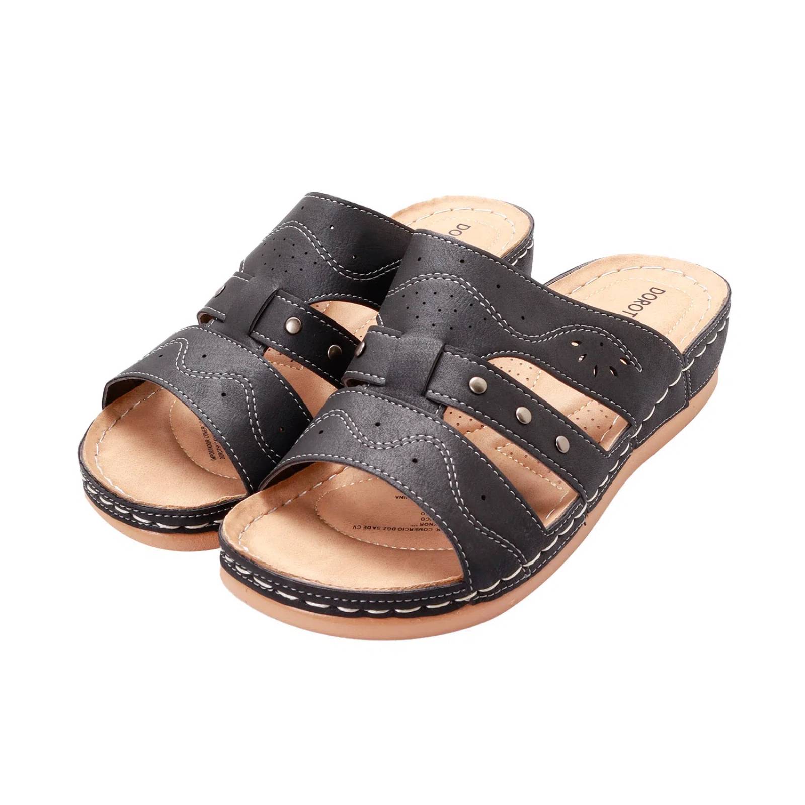 Sandalias negras para mujer con patrón clásico Dorothy Gaynor