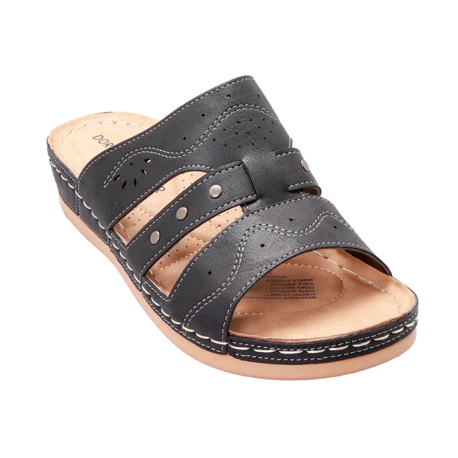 Sandalias negras para mujer con patrón clásico Dorothy Gaynor