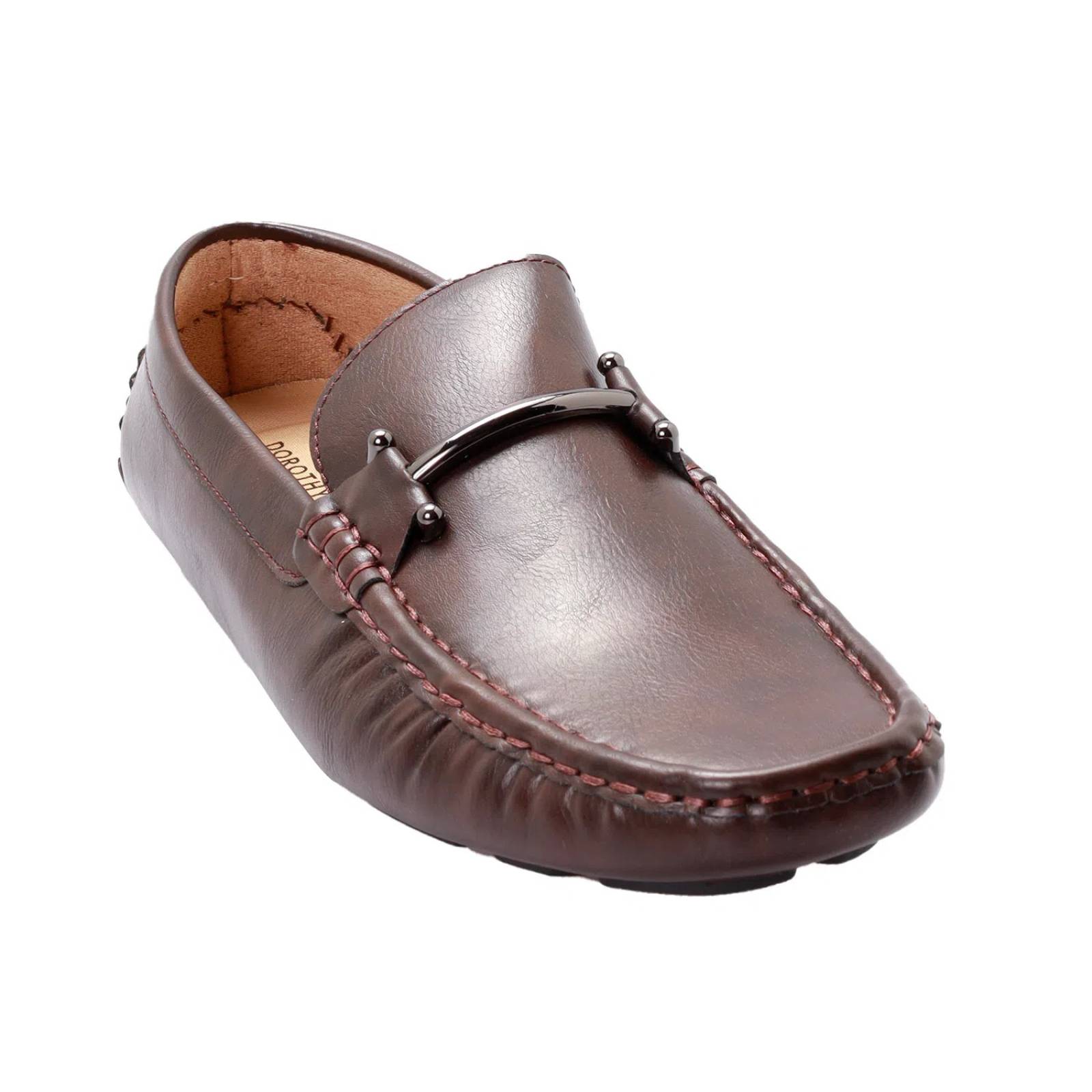 Mocasines café oscuro para hombre con aplicación metálica Dorothy Gaynor D14590063550