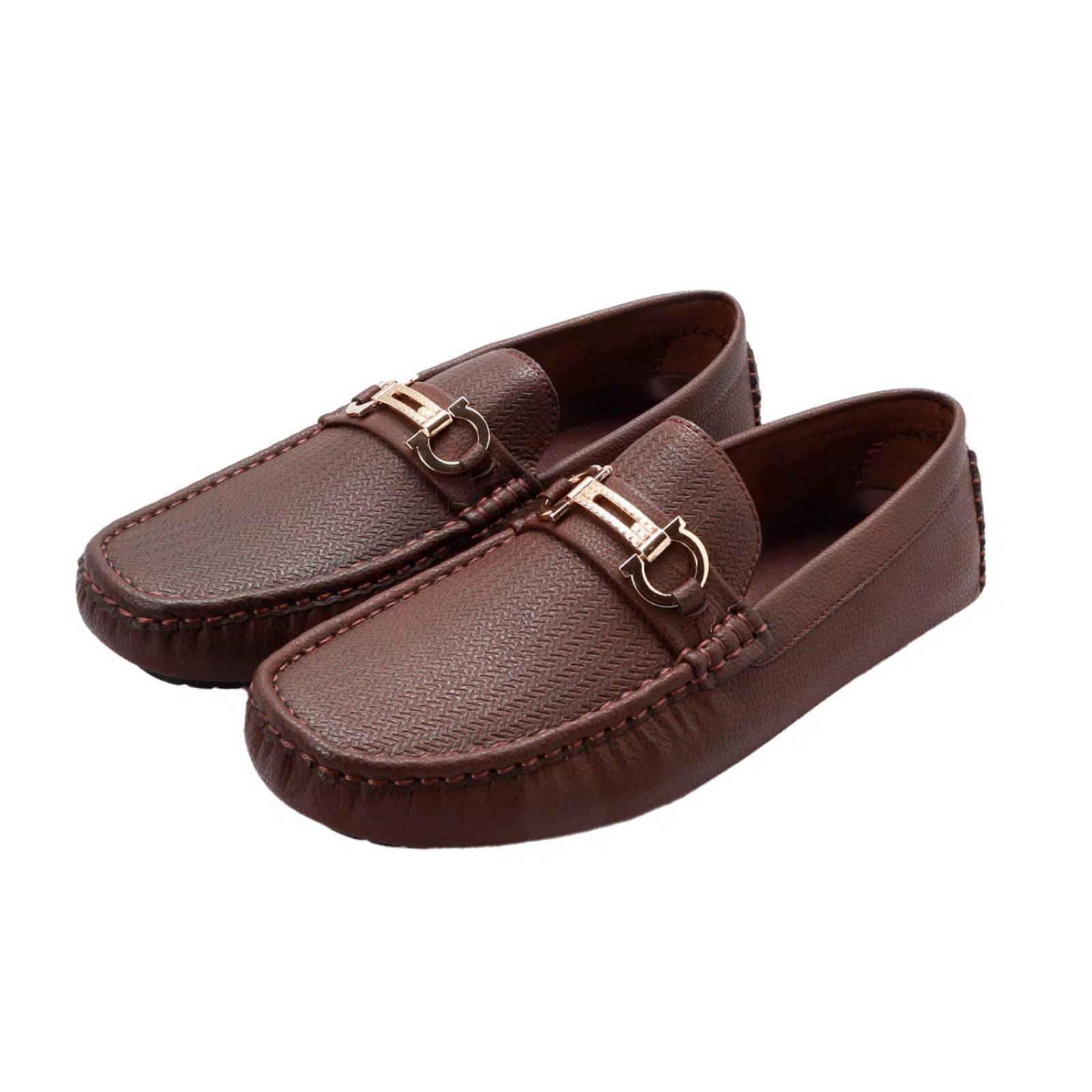 Mocasines color café para hombre con hebilla dorada Dorothy Gaynor D14590066550