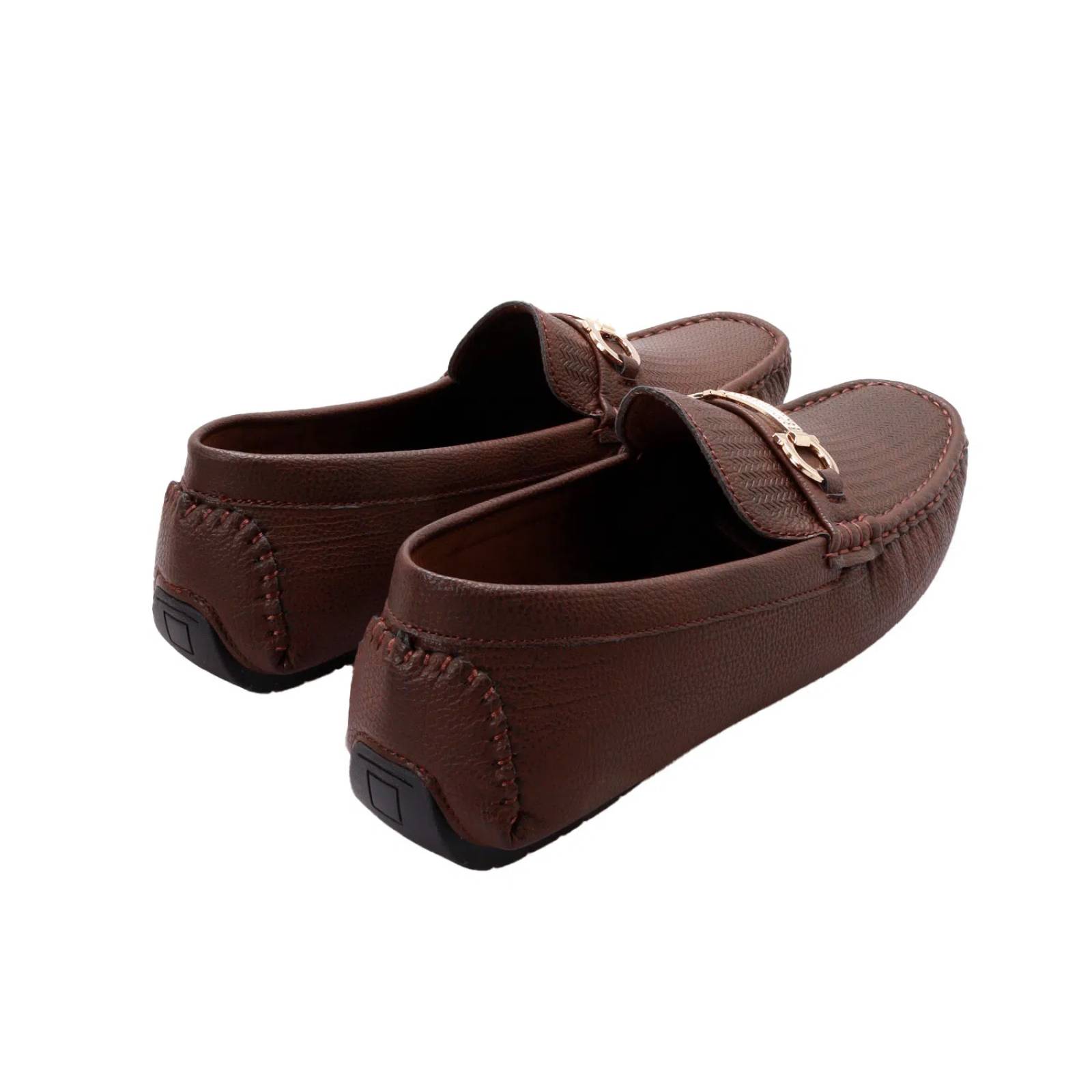 Mocasines color café para hombre con hebilla dorada Dorothy Gaynor D14590066550