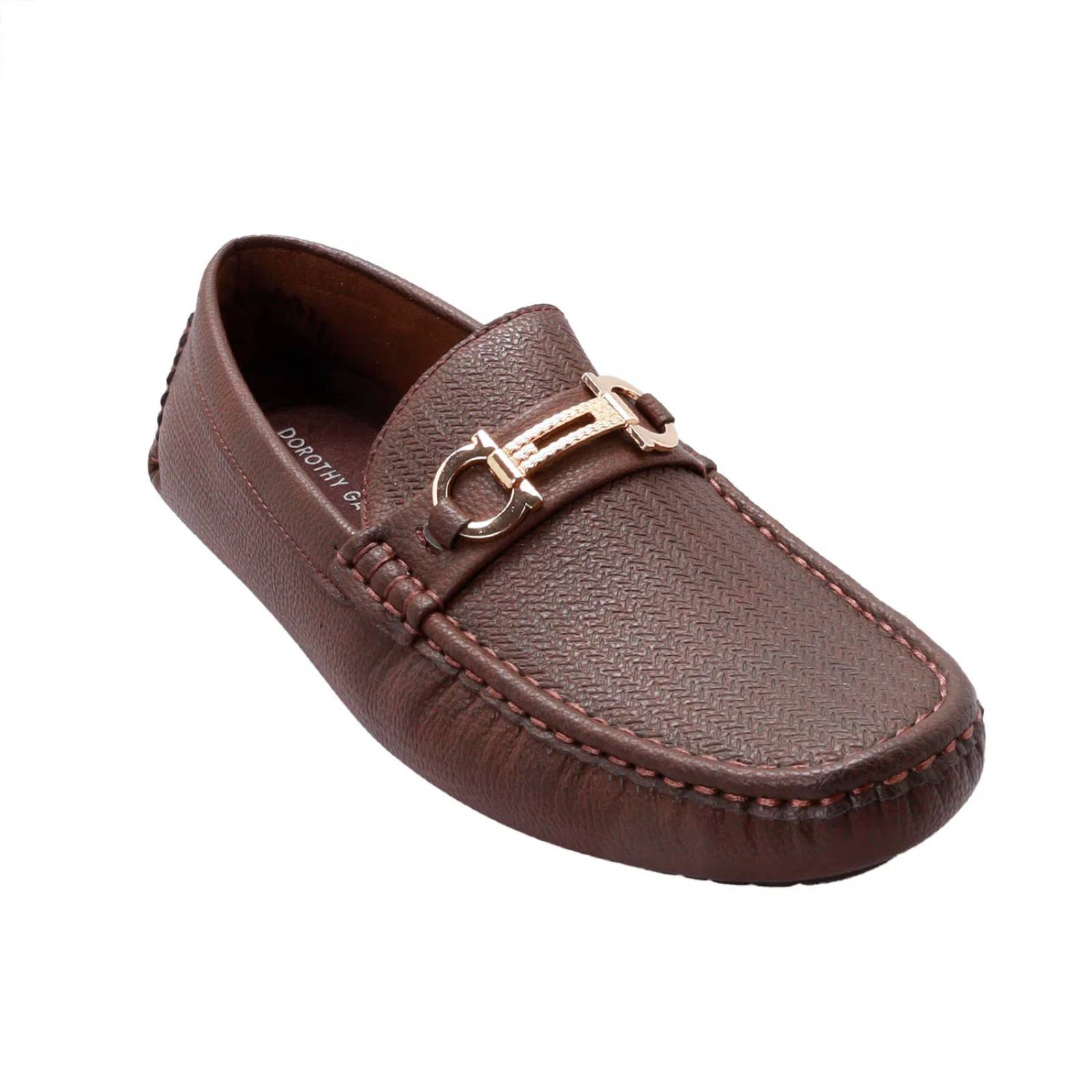 Mocasines color café para hombre con hebilla dorada Dorothy Gaynor D14590066550