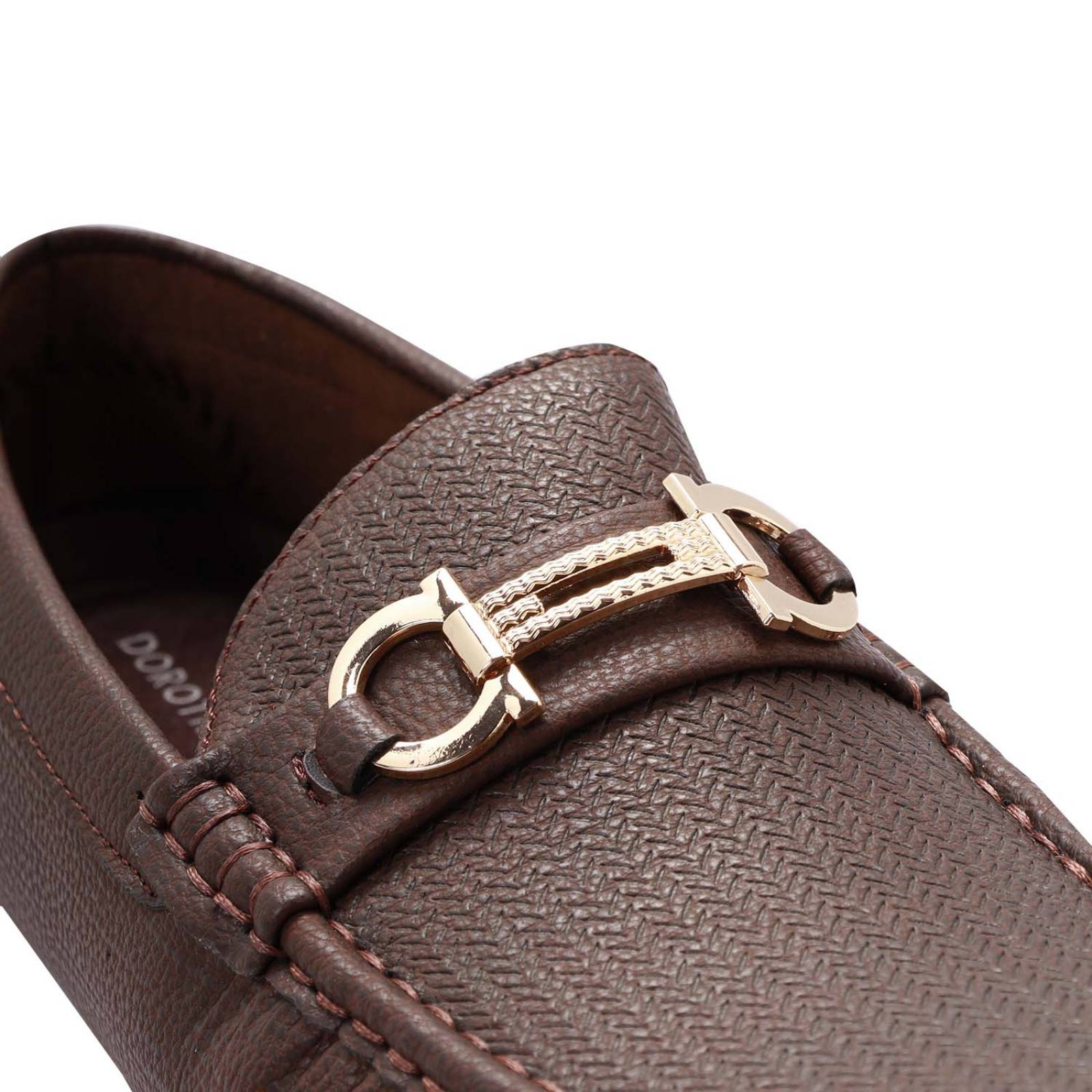 Mocasines color café para hombre con hebilla dorada Dorothy Gaynor D14590066550