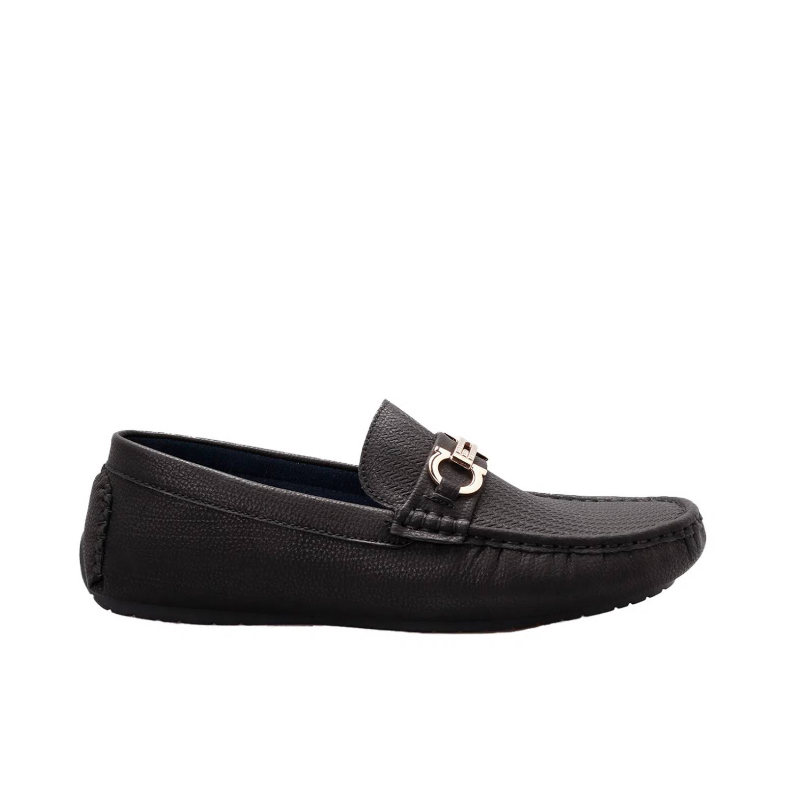 Mocasines negro mate para hombre con hebilla dorada Dorothy Gaynor D14590066501