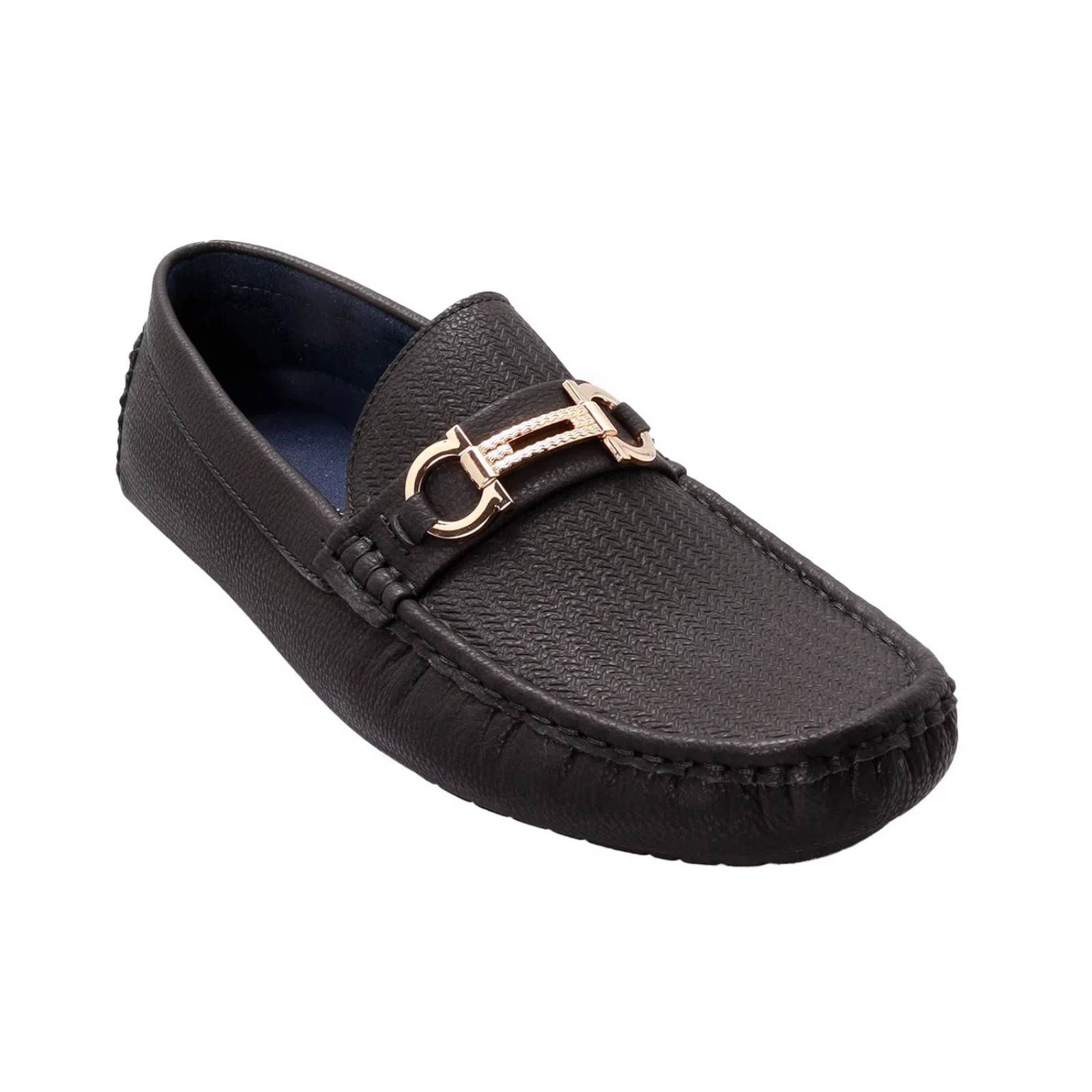 Mocasines negro mate para hombre con hebilla dorada Dorothy Gaynor D14590066501