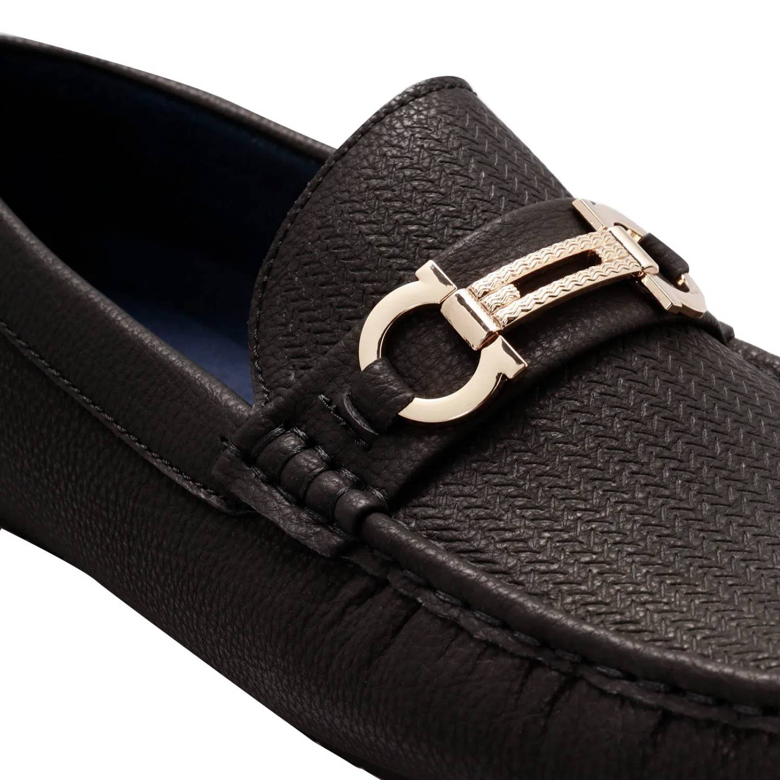 Mocasines negro mate para hombre con hebilla dorada Dorothy Gaynor D14590066501