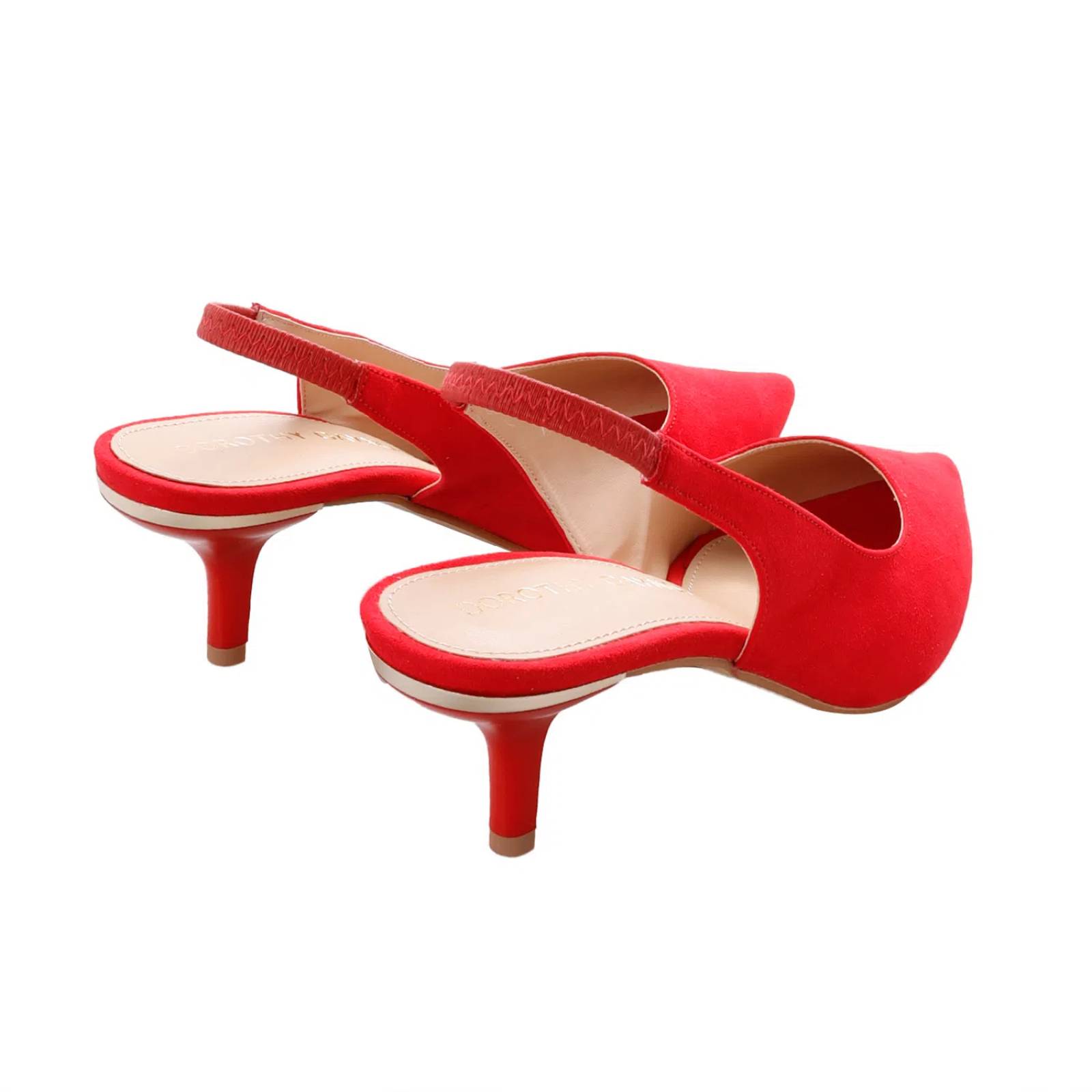 Zapatillas Cameron color rojo con tacón kitten