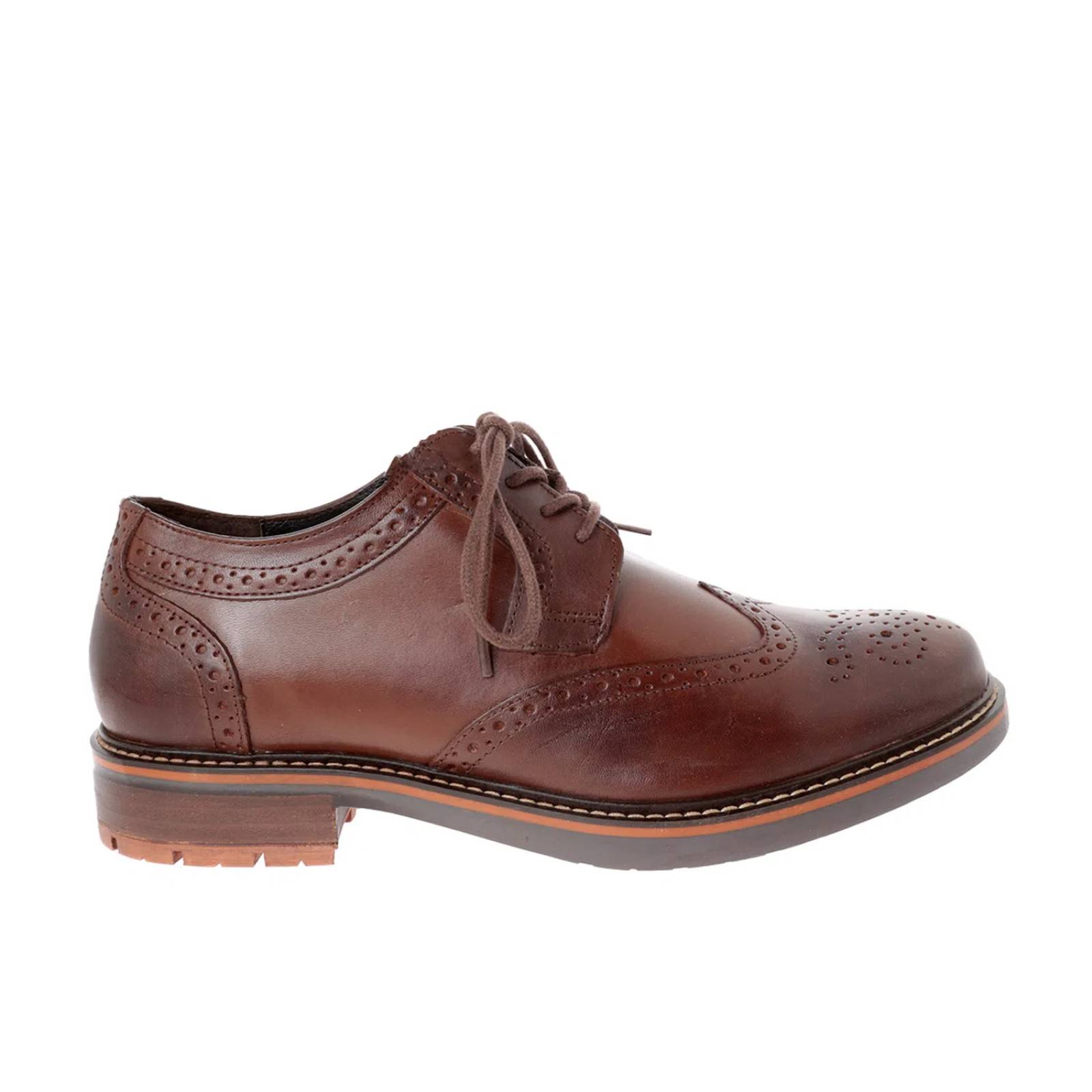 Zapatos Axel color cognac con costuras y detalle perforado D06300100554