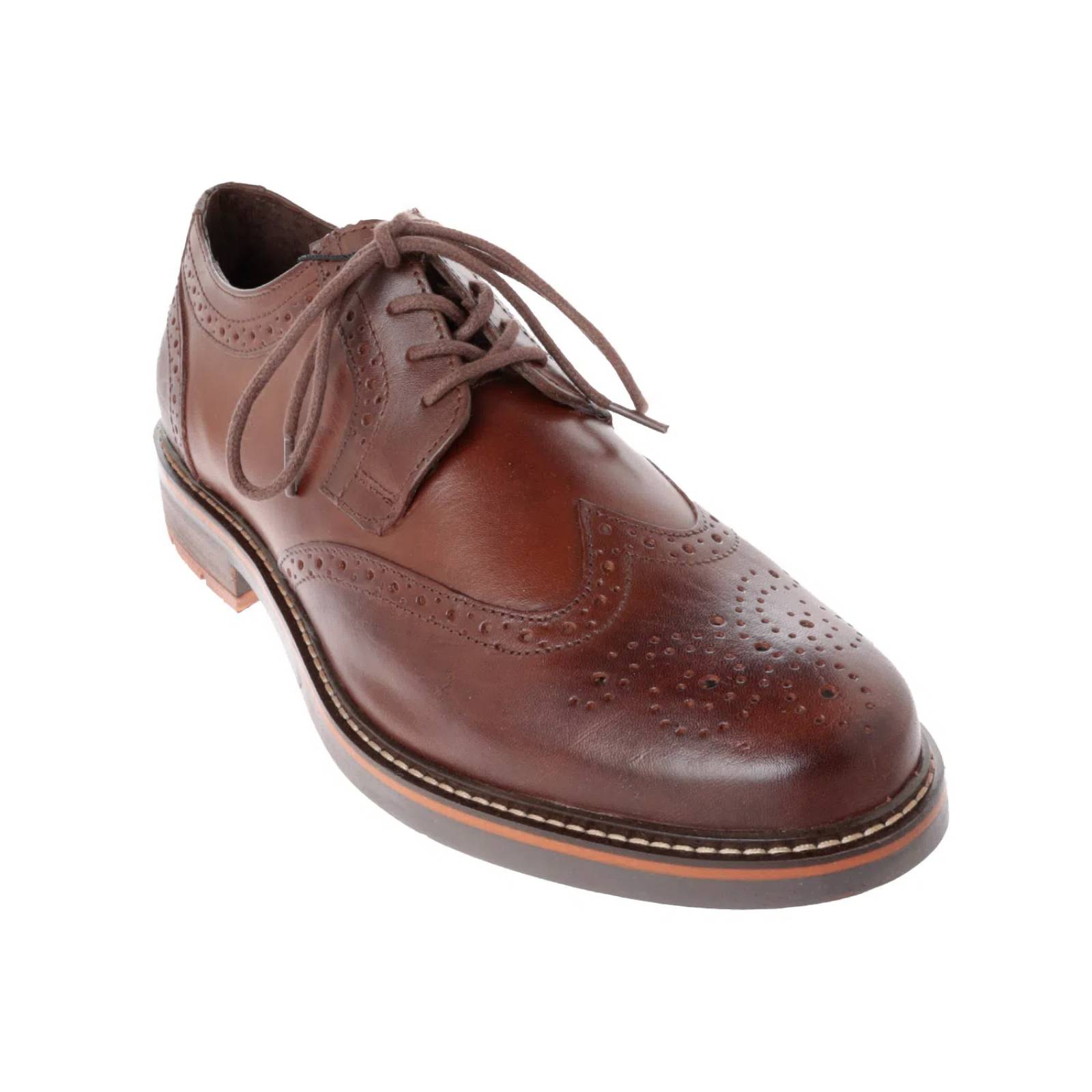 Zapatos Axel color cognac con costuras y detalle perforado D06300100554