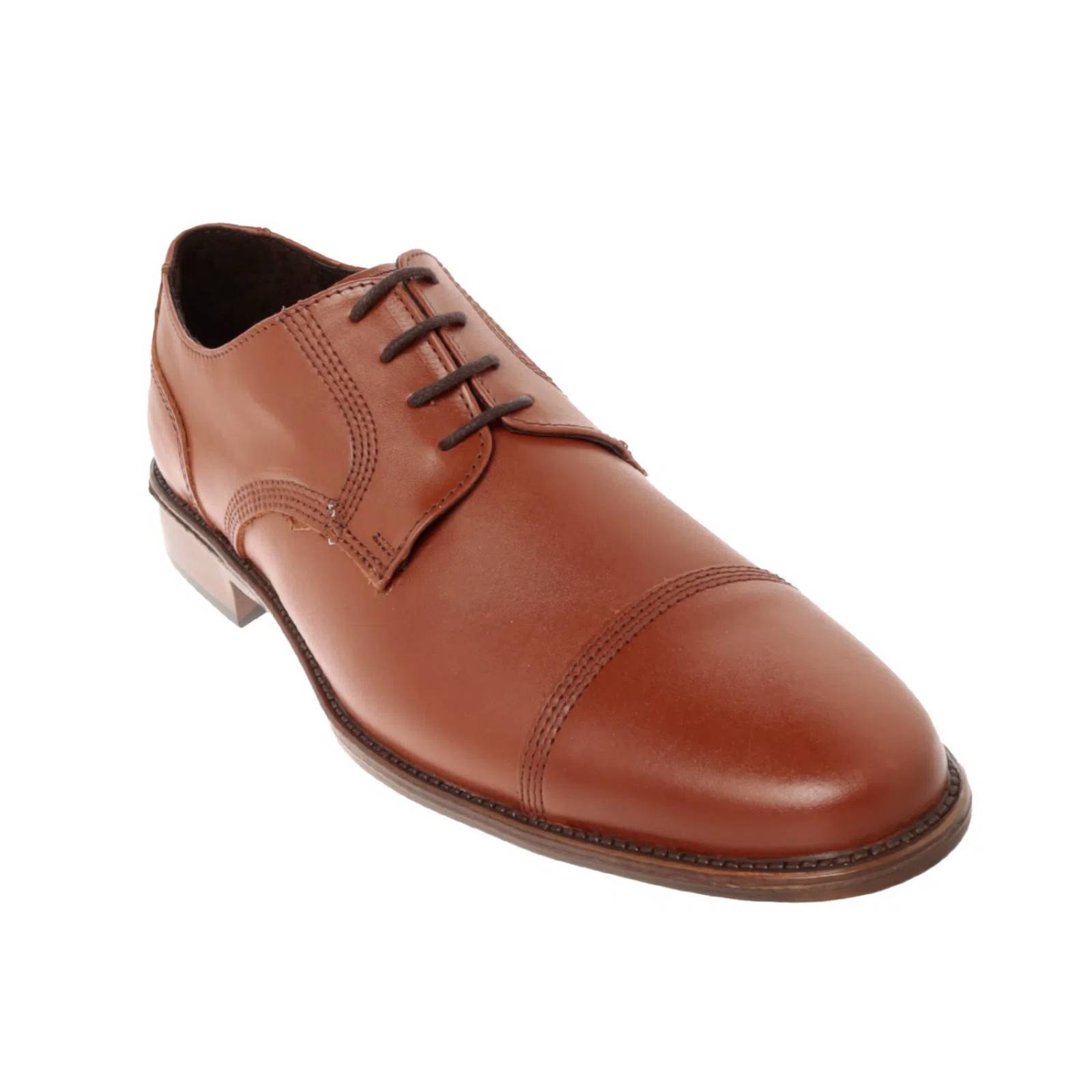 Zapatos color cognac con agujetas y detalle de costuras D12260014554