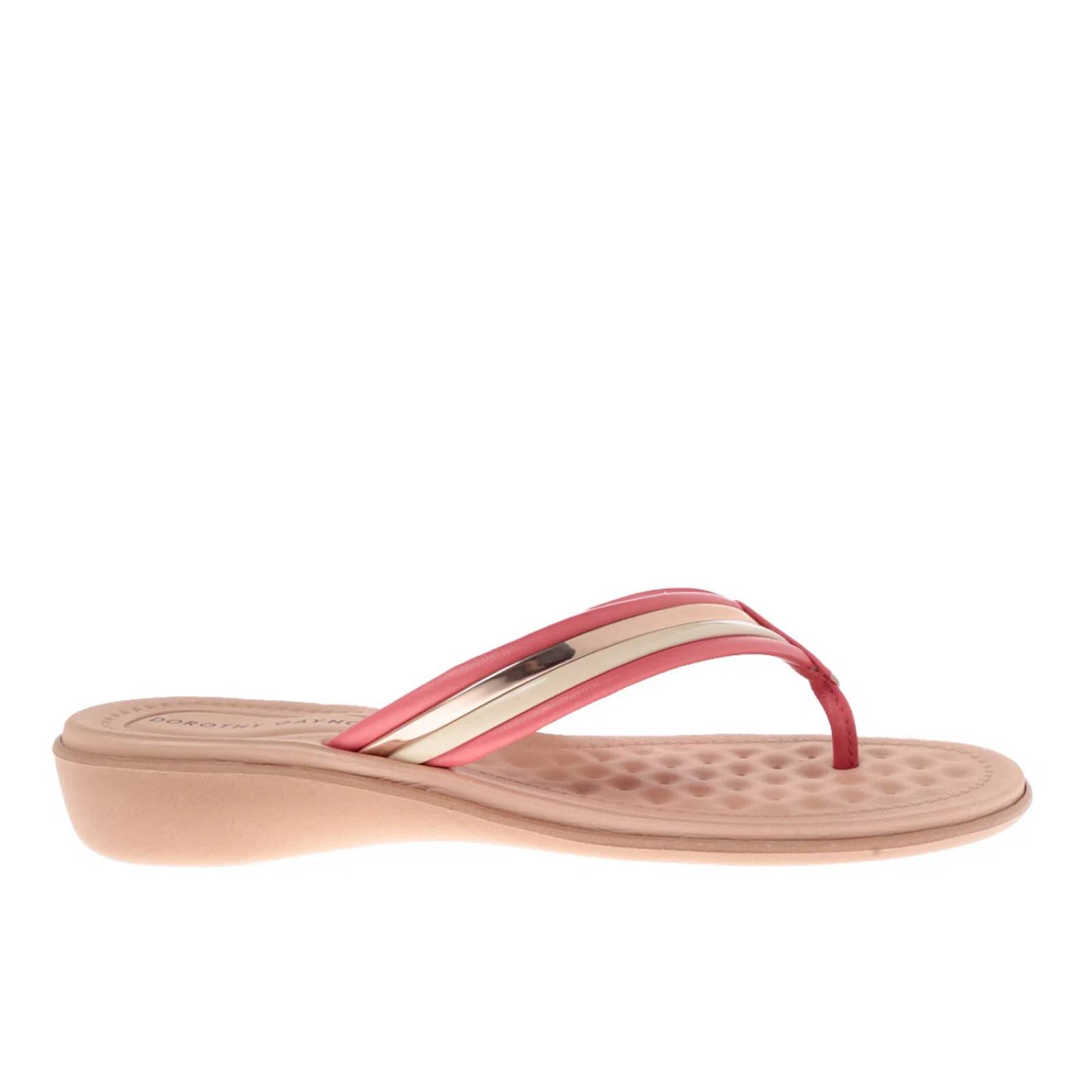 Sandalias Paulette color rosa con detalle dorado en empeine
