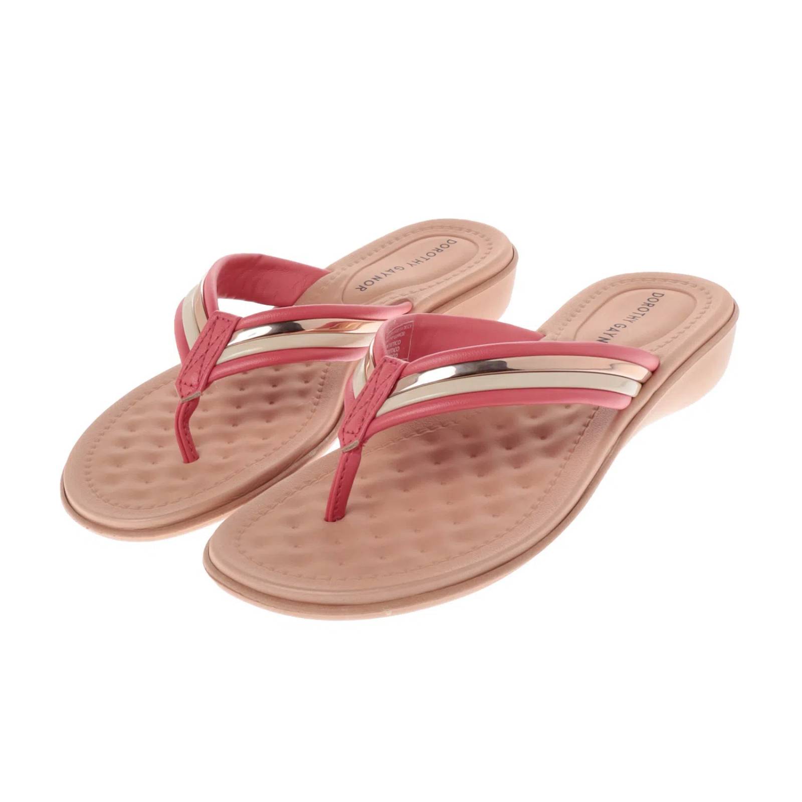 Sandalias Paulette color rosa con detalle dorado en empeine
