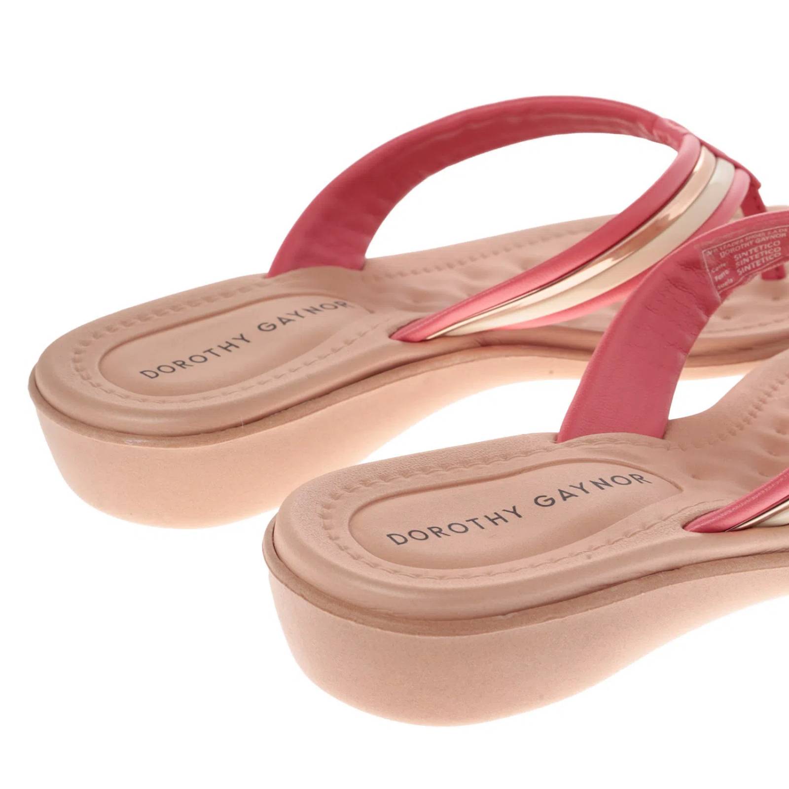 Sandalias Paulette color rosa con detalle dorado en empeine
