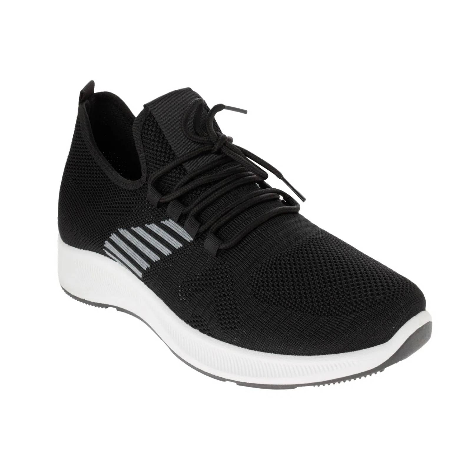 Tenis William color negro con textura y detalle de rayas grises D12220255501