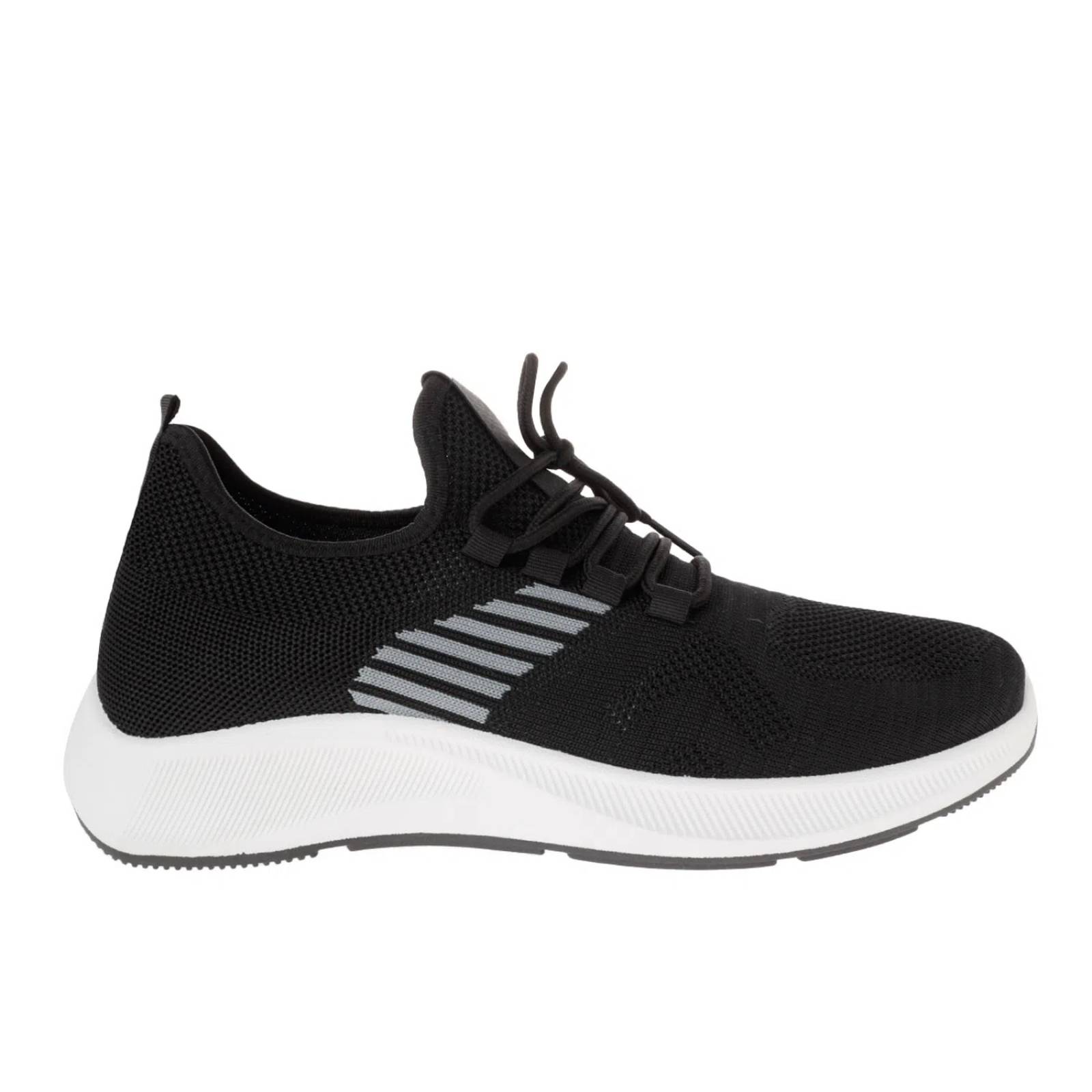 Tenis William color negro con textura y detalle de rayas grises D12220255501