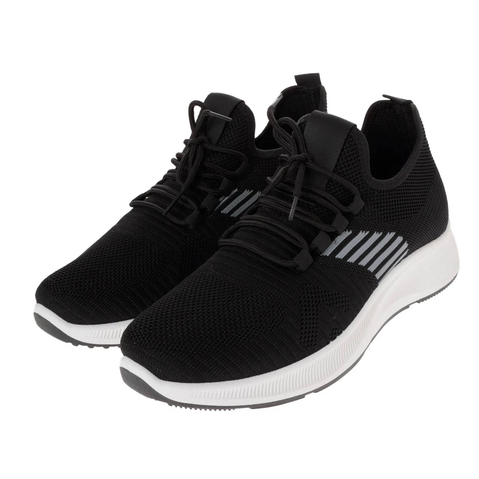 Tenis William color negro con textura y detalle de rayas grises D12220255501