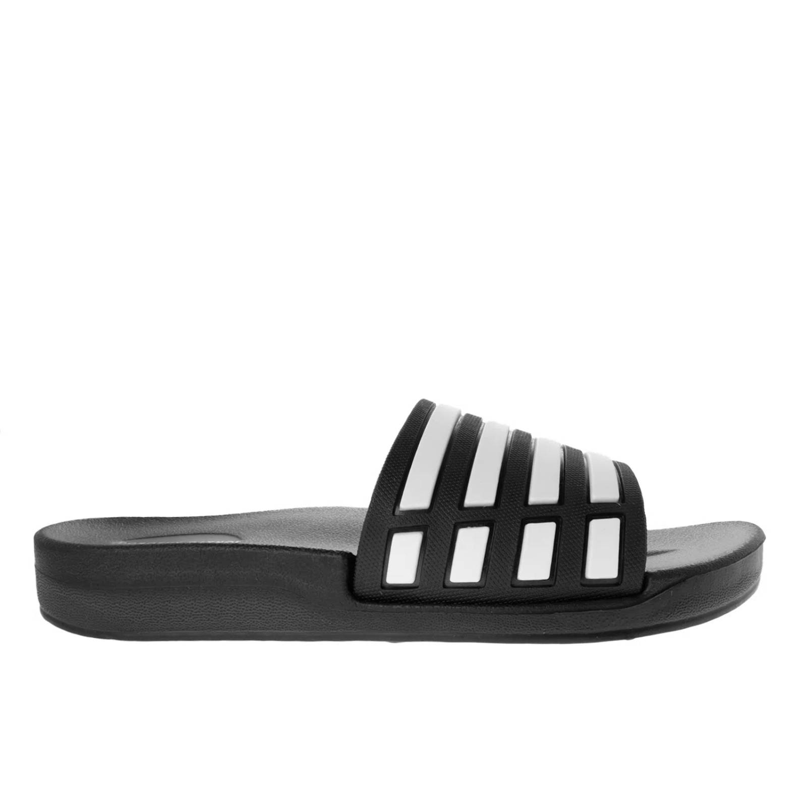 Sandalias George color negro con detalle en rayas blancas D00650243501