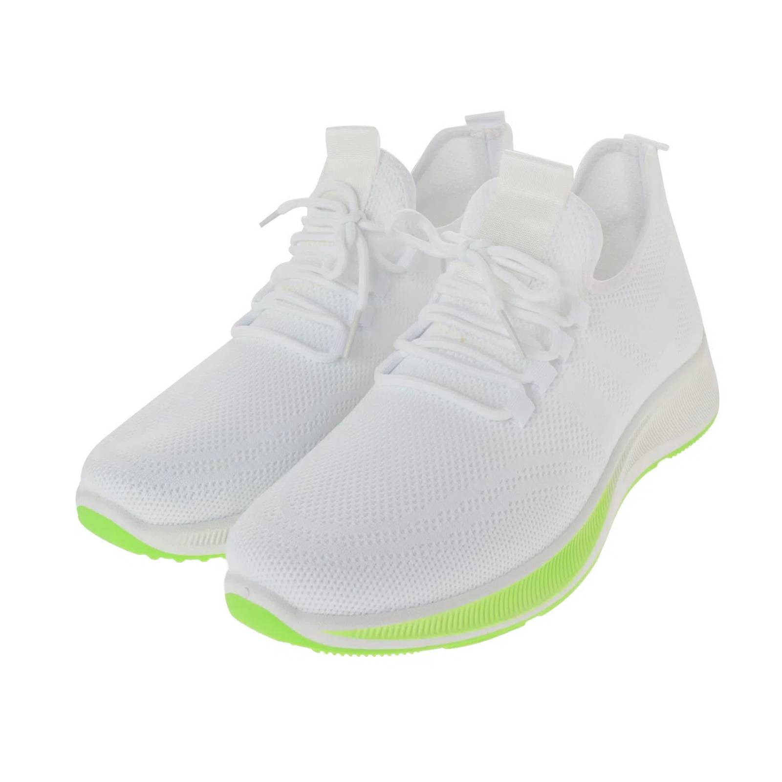 Tenis William color blanco de malla con suela verde neón D12220259620