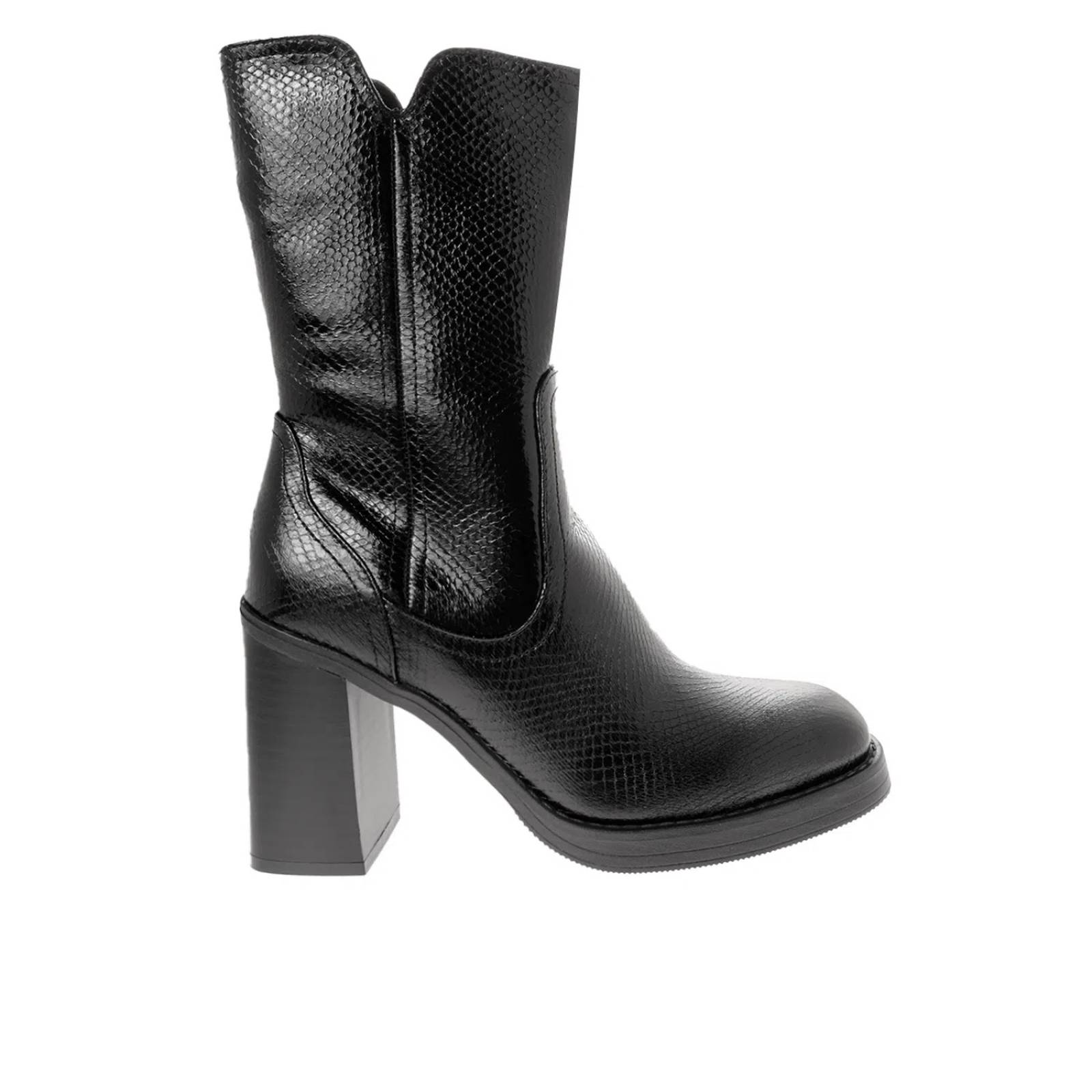 Botas Catherine color negro con textura snake