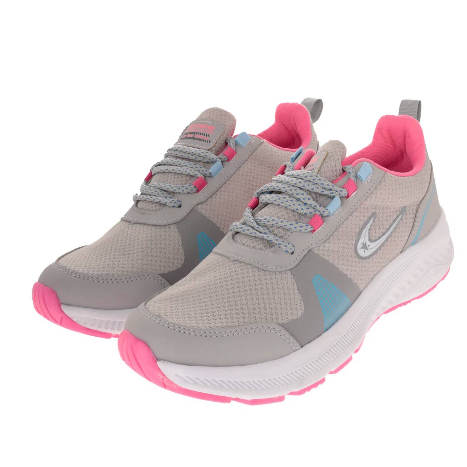 Tenis Esmeralda color gris claro con acentos de colores