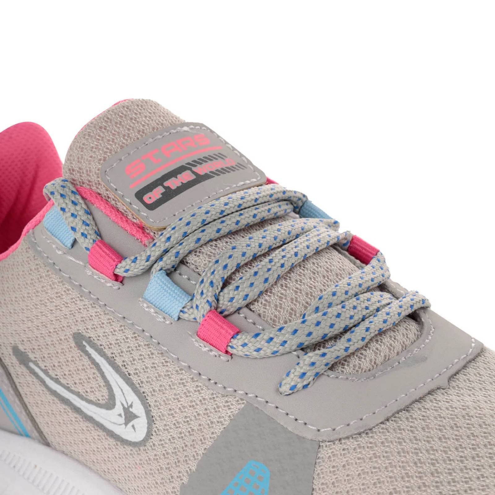 Tenis Esmeralda color gris claro con acentos de colores