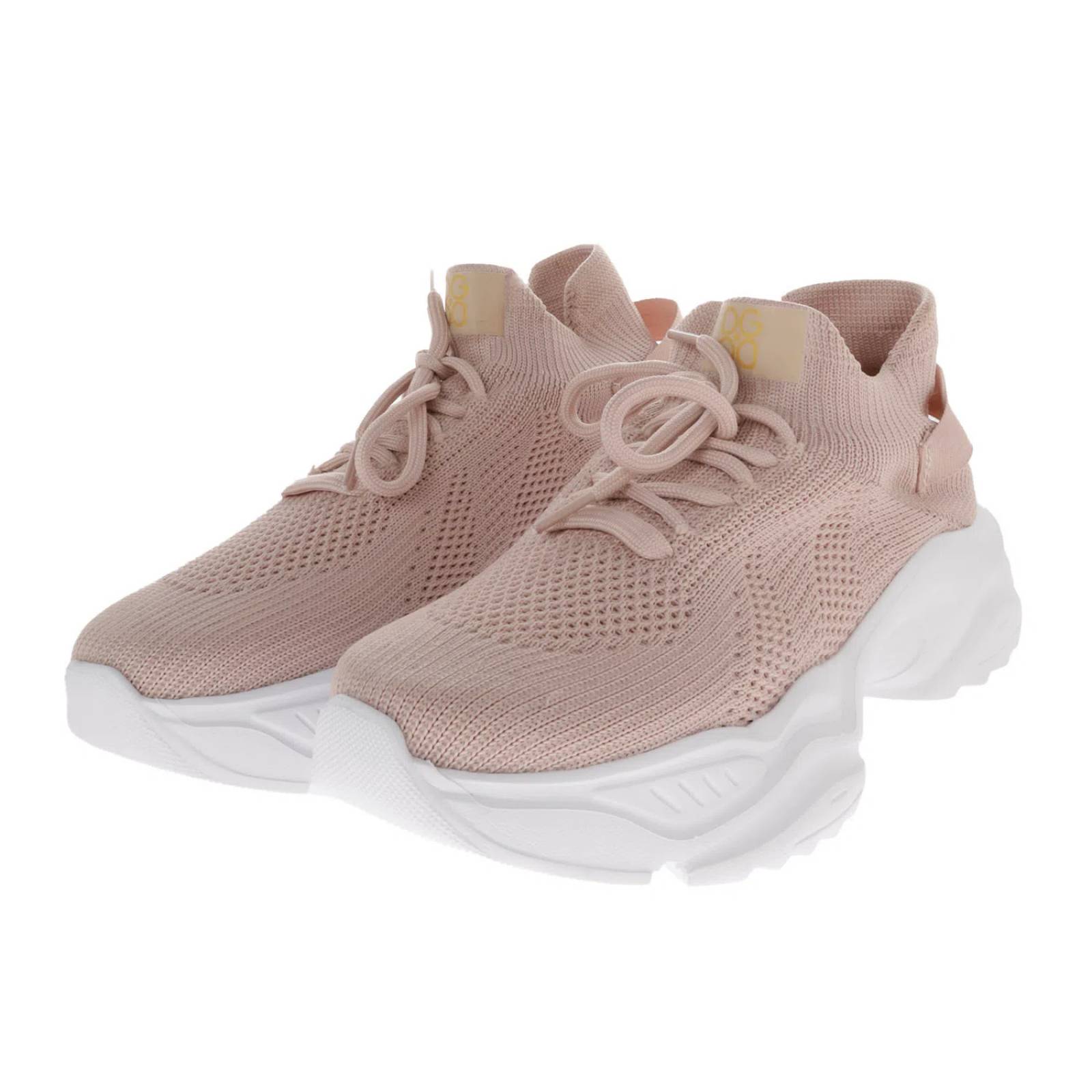 Tenis Aitana color palo de rosa con agujetas y textura de bordado