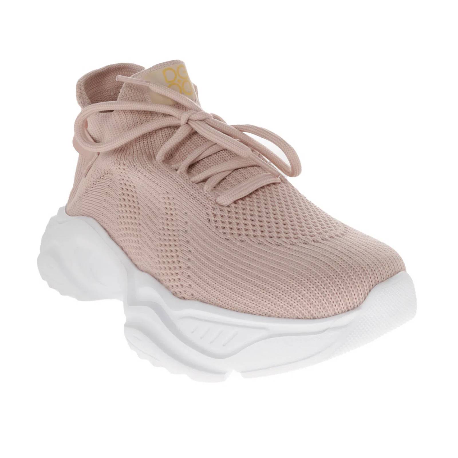 Tenis Aitana color palo de rosa con agujetas y textura de bordado