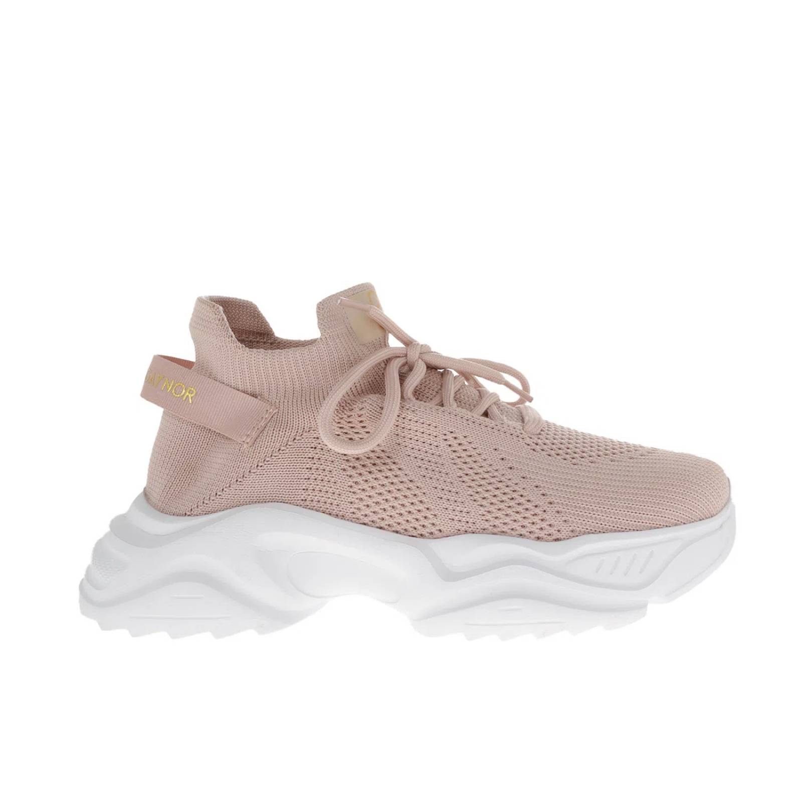 Tenis Aitana color palo de rosa con agujetas y textura de bordado