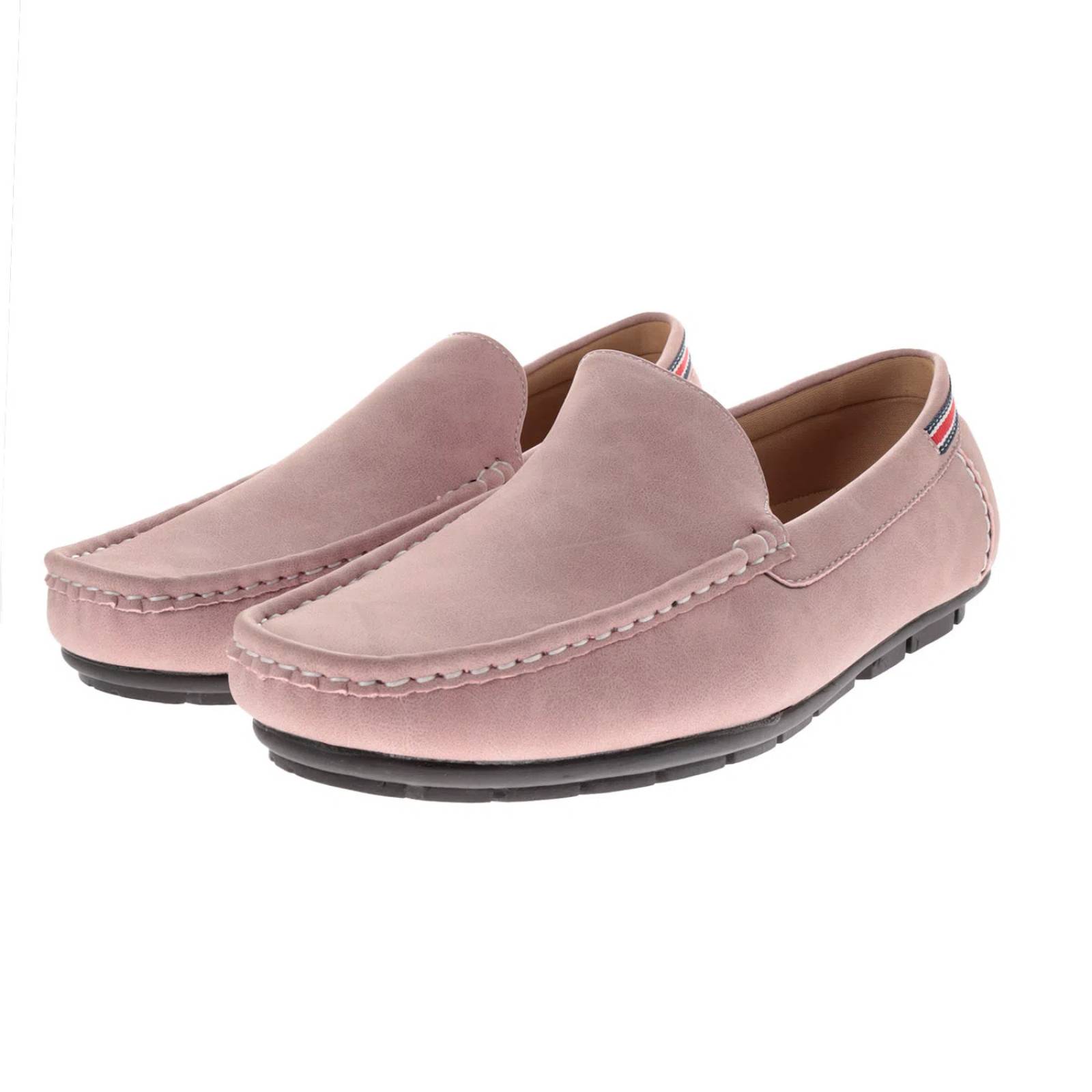 Mocasín Paulo color rosa textura suave y cinta tricolor en talón D14590111590