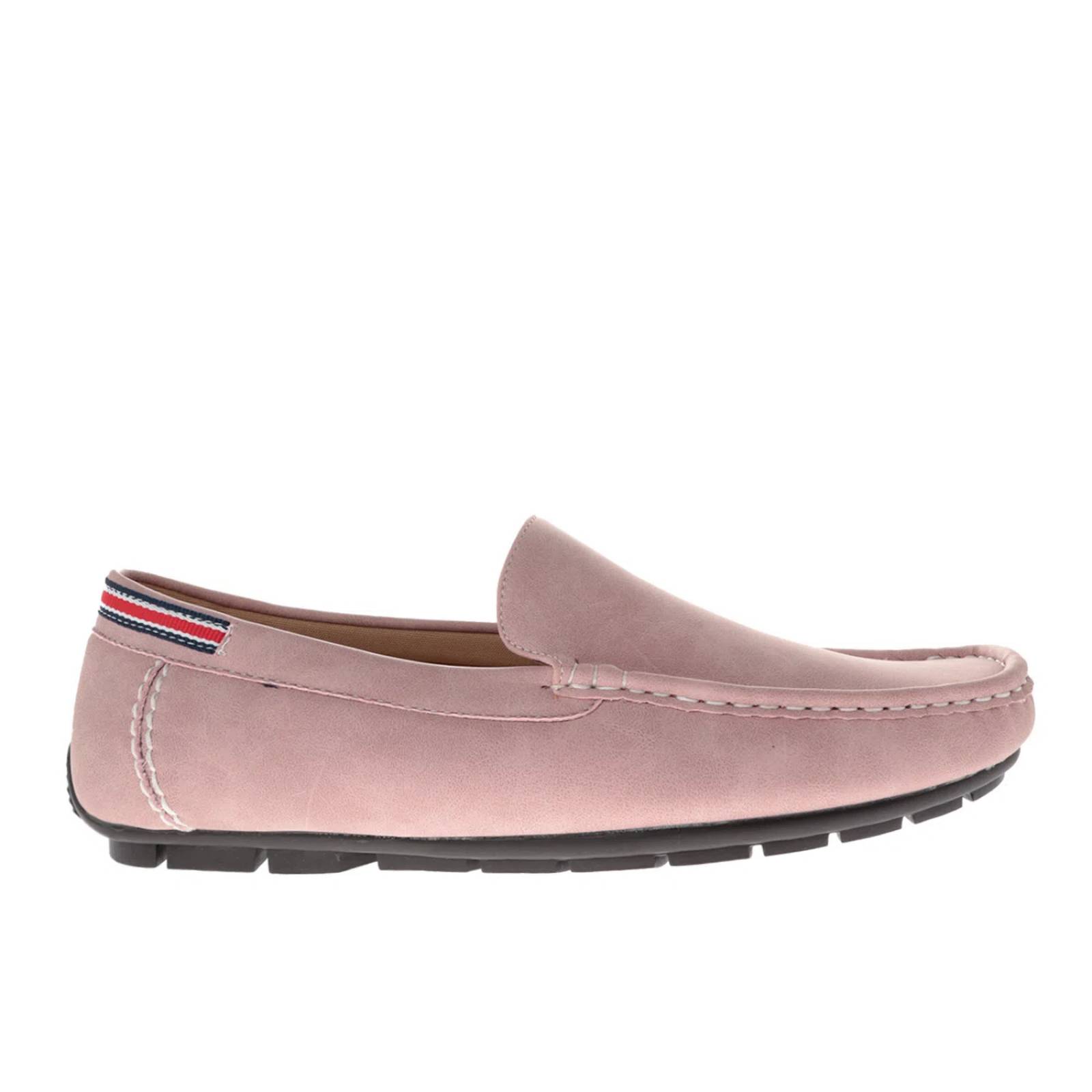 Mocasín Paulo color rosa textura suave y cinta tricolor en talón D14590111590