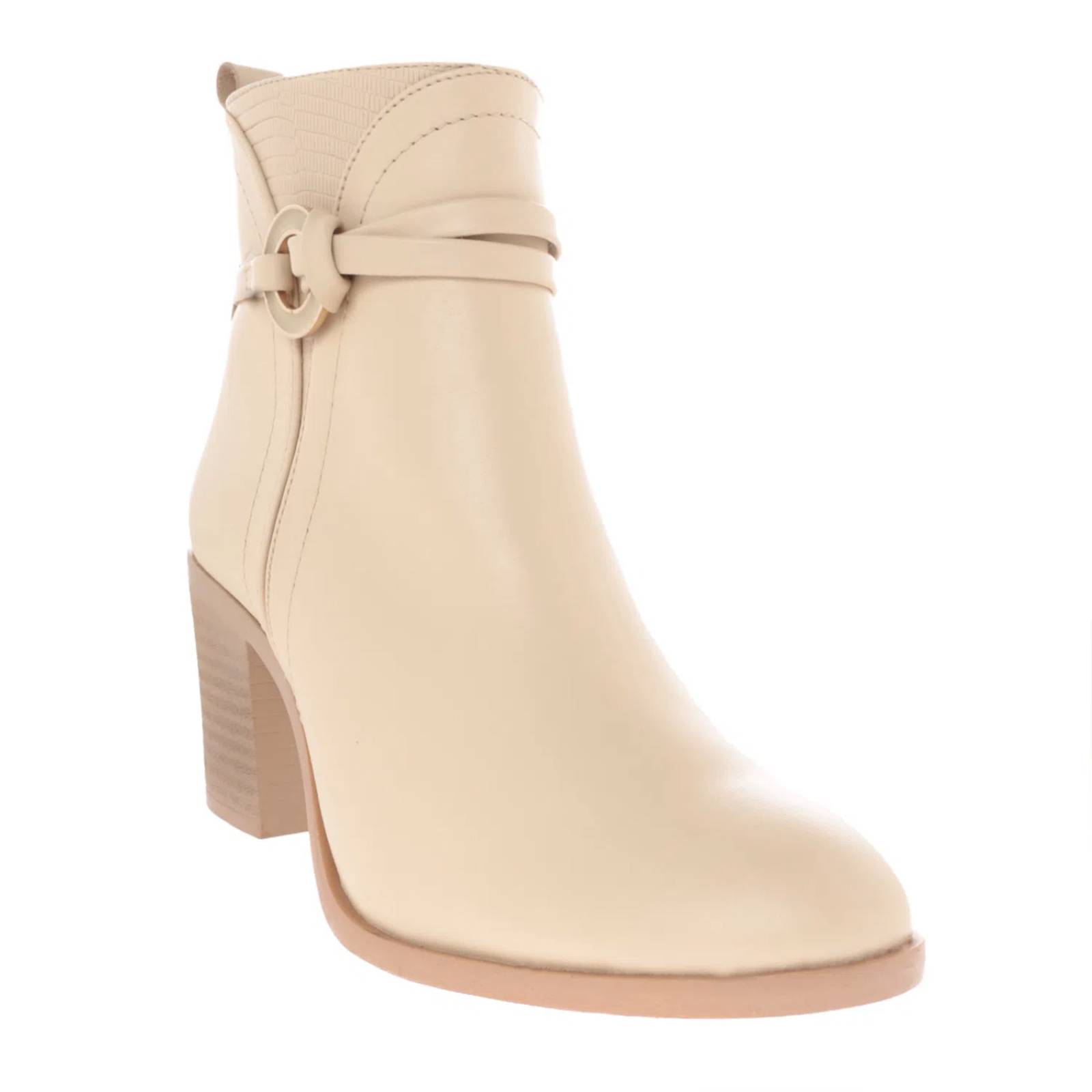 Botín María color hueso con detalle de cintas