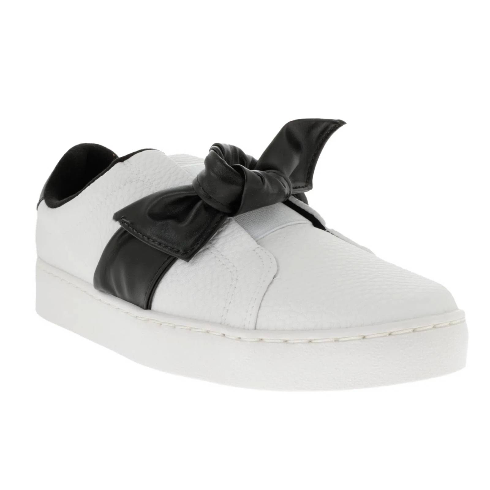 Tenis Auro color blanco con moño negro D14240091620