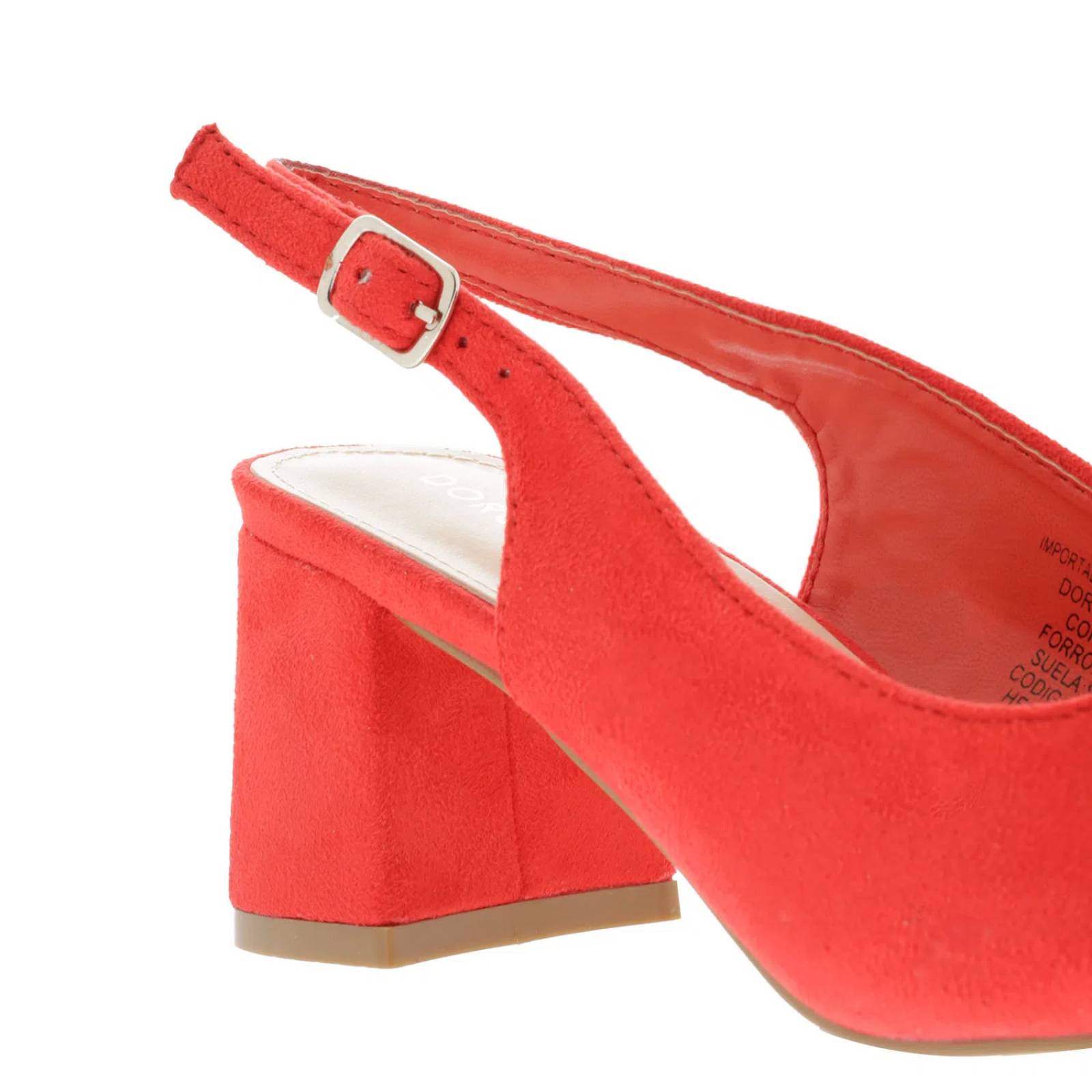 Zapatillas color rojo con moño y tacón cuadrado D12640021530