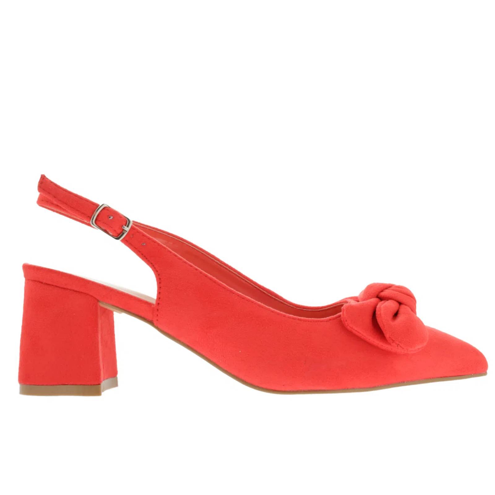 Zapatillas color rojo con moño y tacón cuadrado D12640021530
