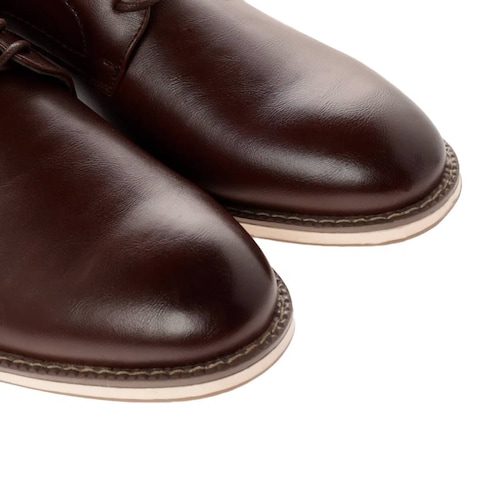 Zapatos Paulo color cognac liso y detalles de costuras D14590132554