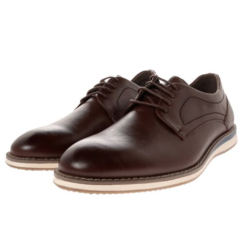 Zapatos Paulo color cognac liso y detalles de costuras D14590132554